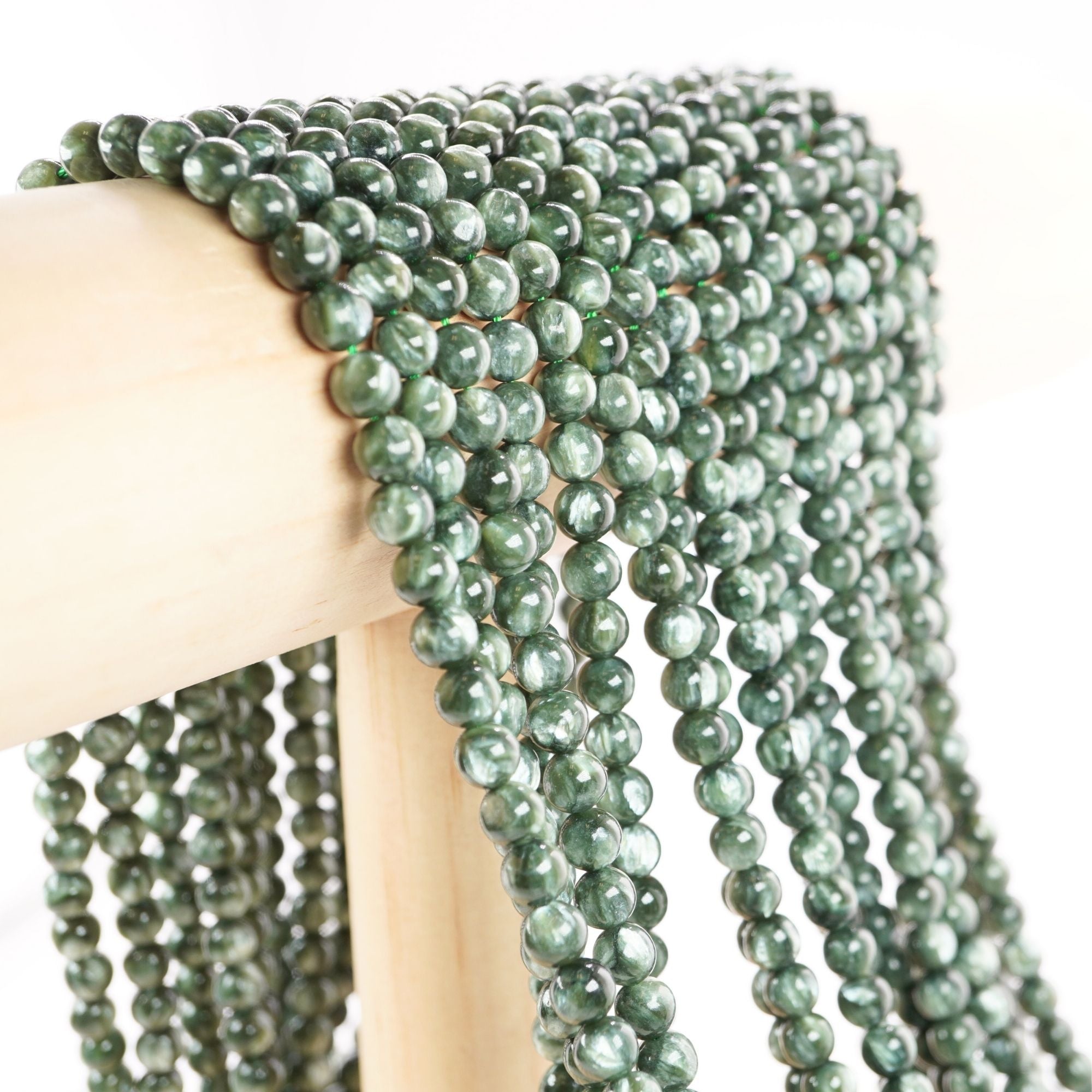 Seraphinite Smooth Round Beads 15 Inches Strand
