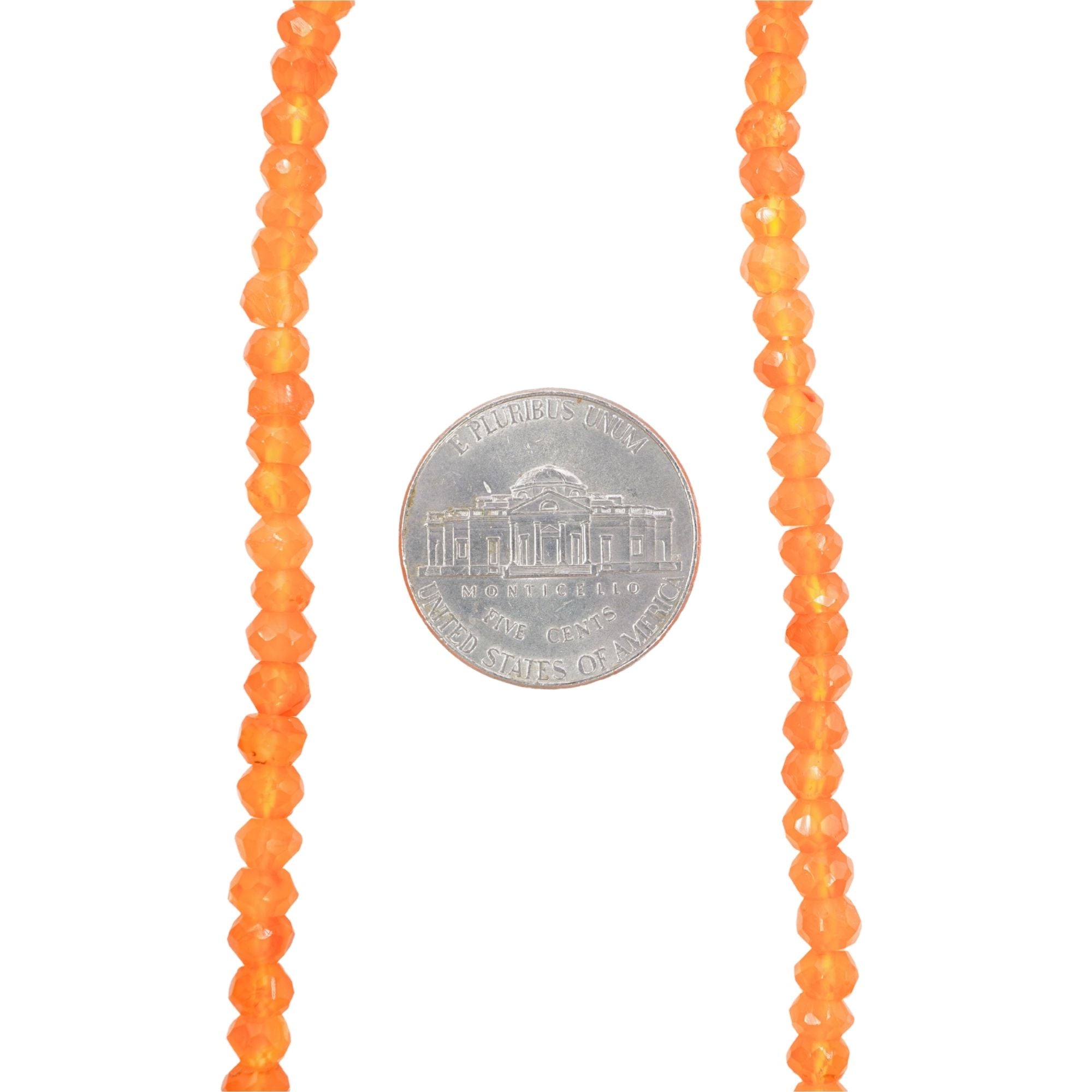 Carnelian Beads Small Faceted Rondelles 3.5 MM - 4 MM Rondelle Beads - 14" Bead Strand - For Necklace, Jewelry Supplies