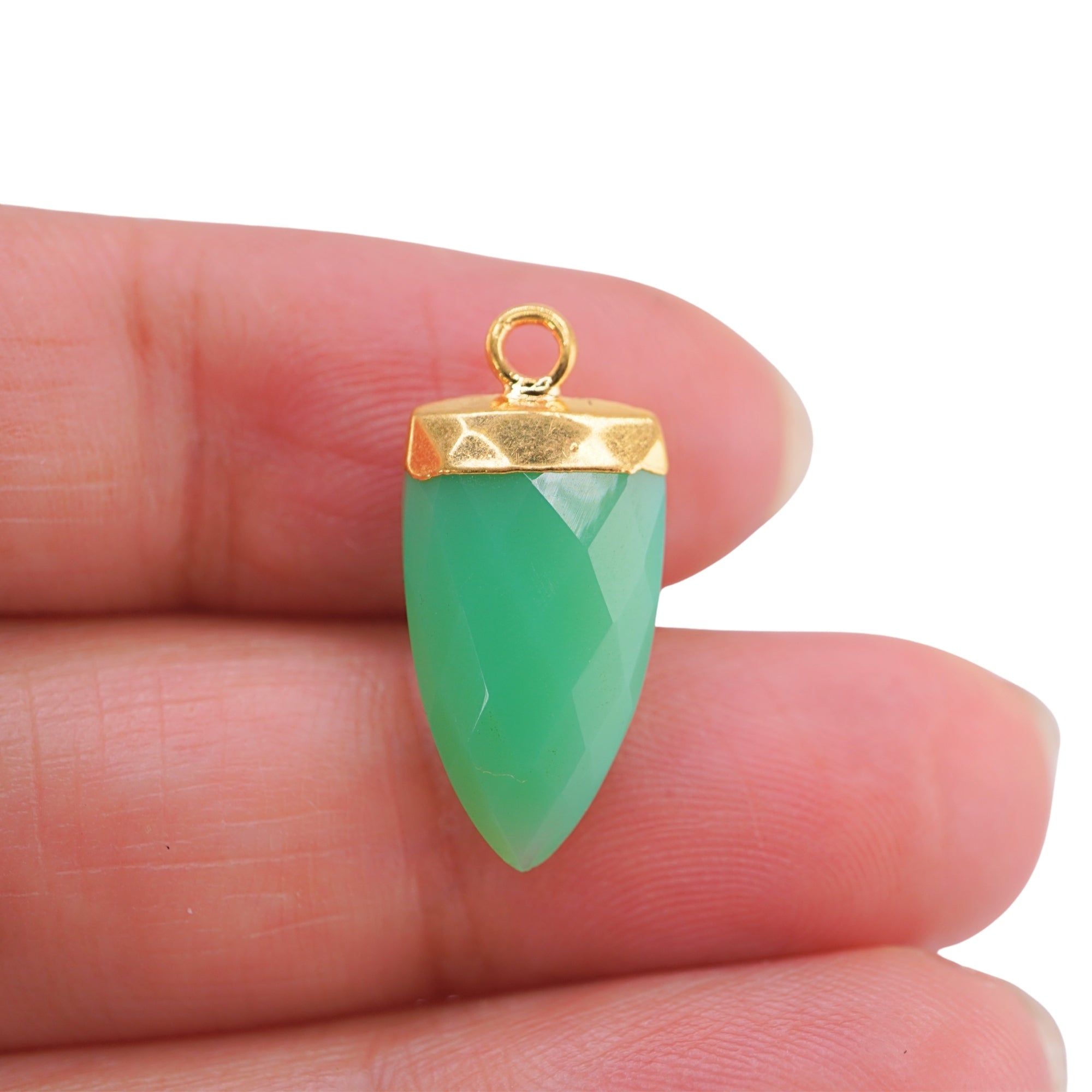 Chrysoprase Chalcedony Arrow Shape Gold Electroplated Pendant