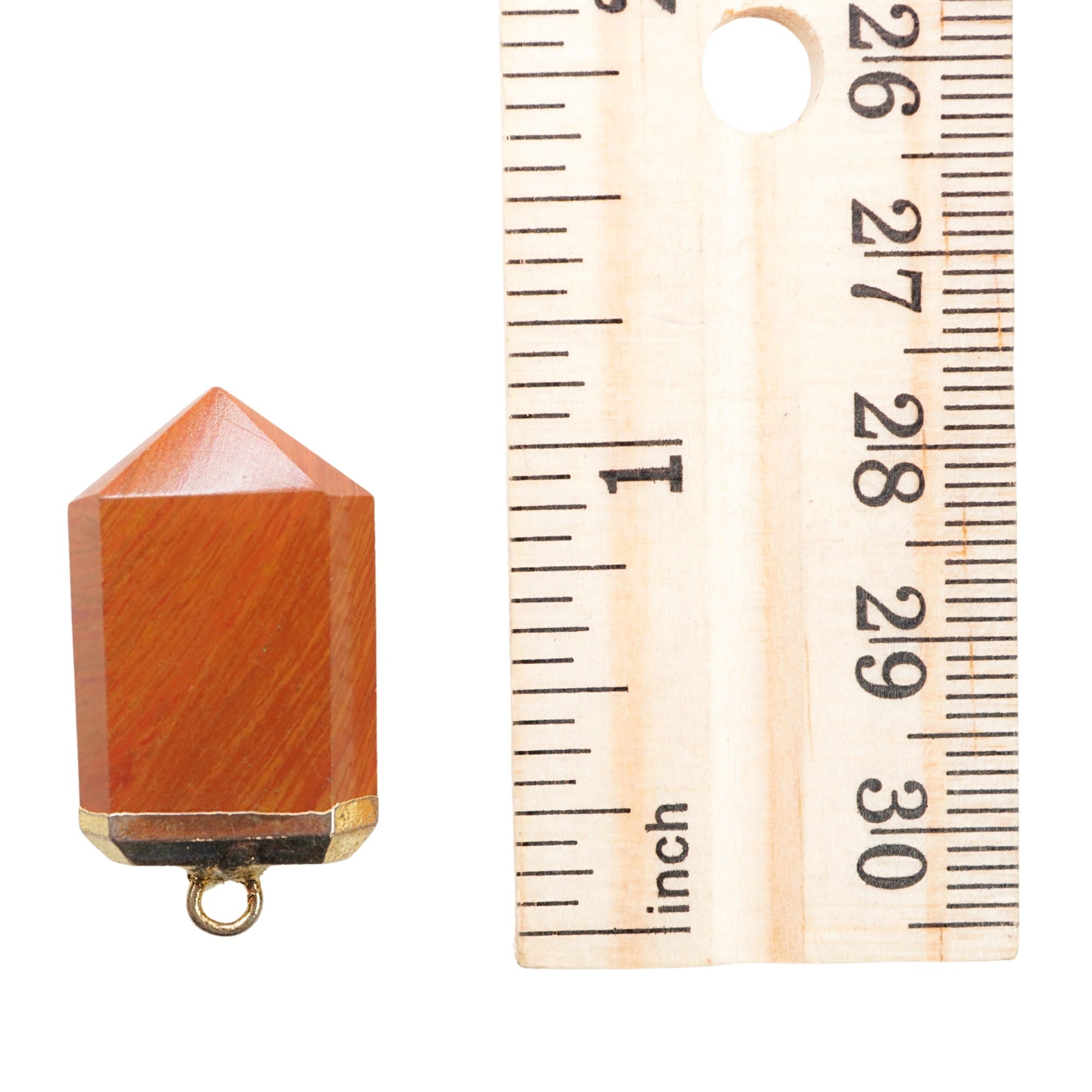 Red Jasper Small Flat Pencil Shape Gold Electroplated Charm Pendant 