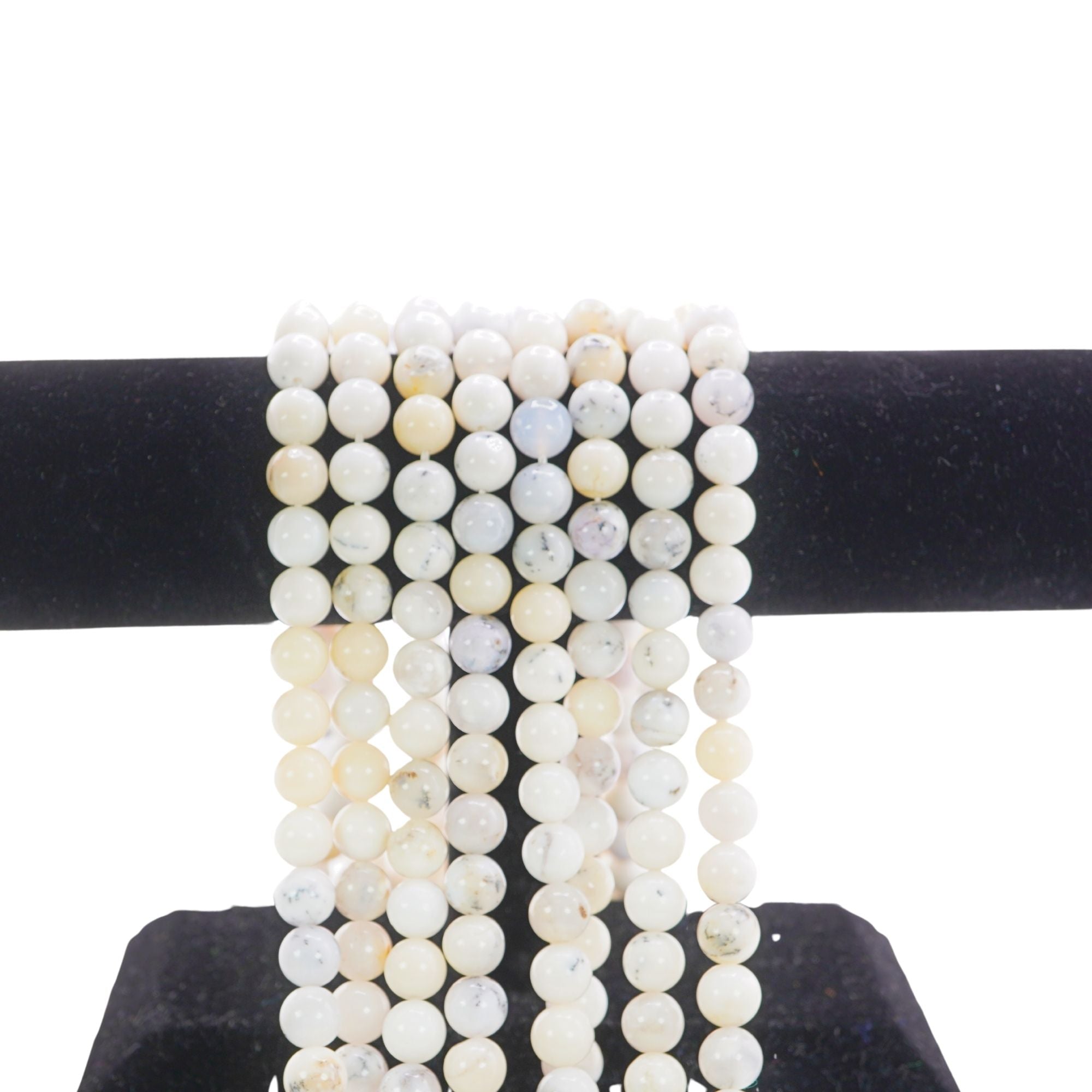 Milky White Dendritic Opal 8 MM Smooth Round Shape Beads Strand