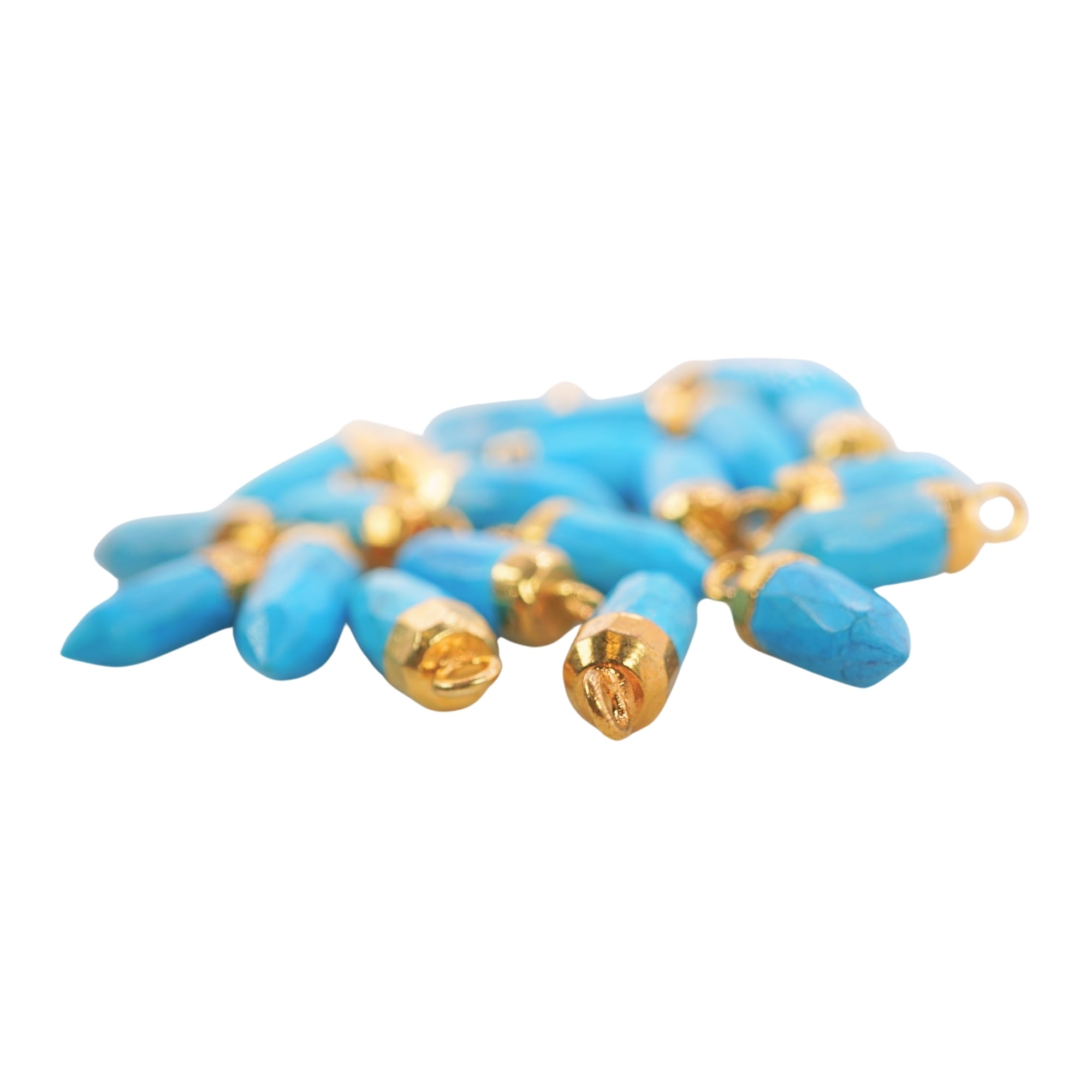 Howlite Bullet Shape Gold Electroplated Pendant