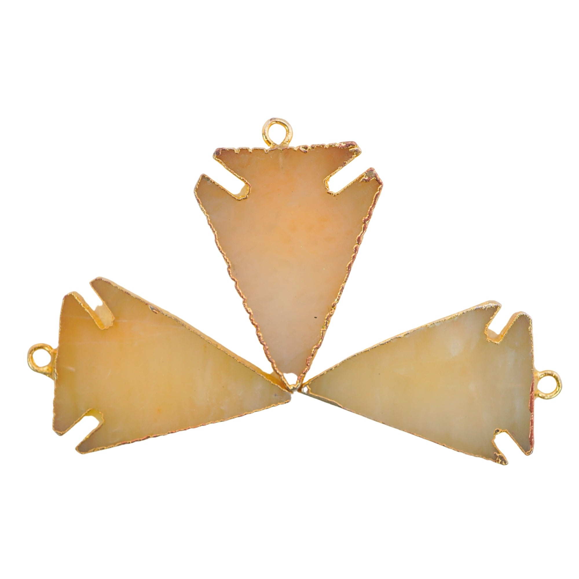 Yellow Aventurine Arrowhead Gemstone Gold Electroplated Gemstone Pendant Charm