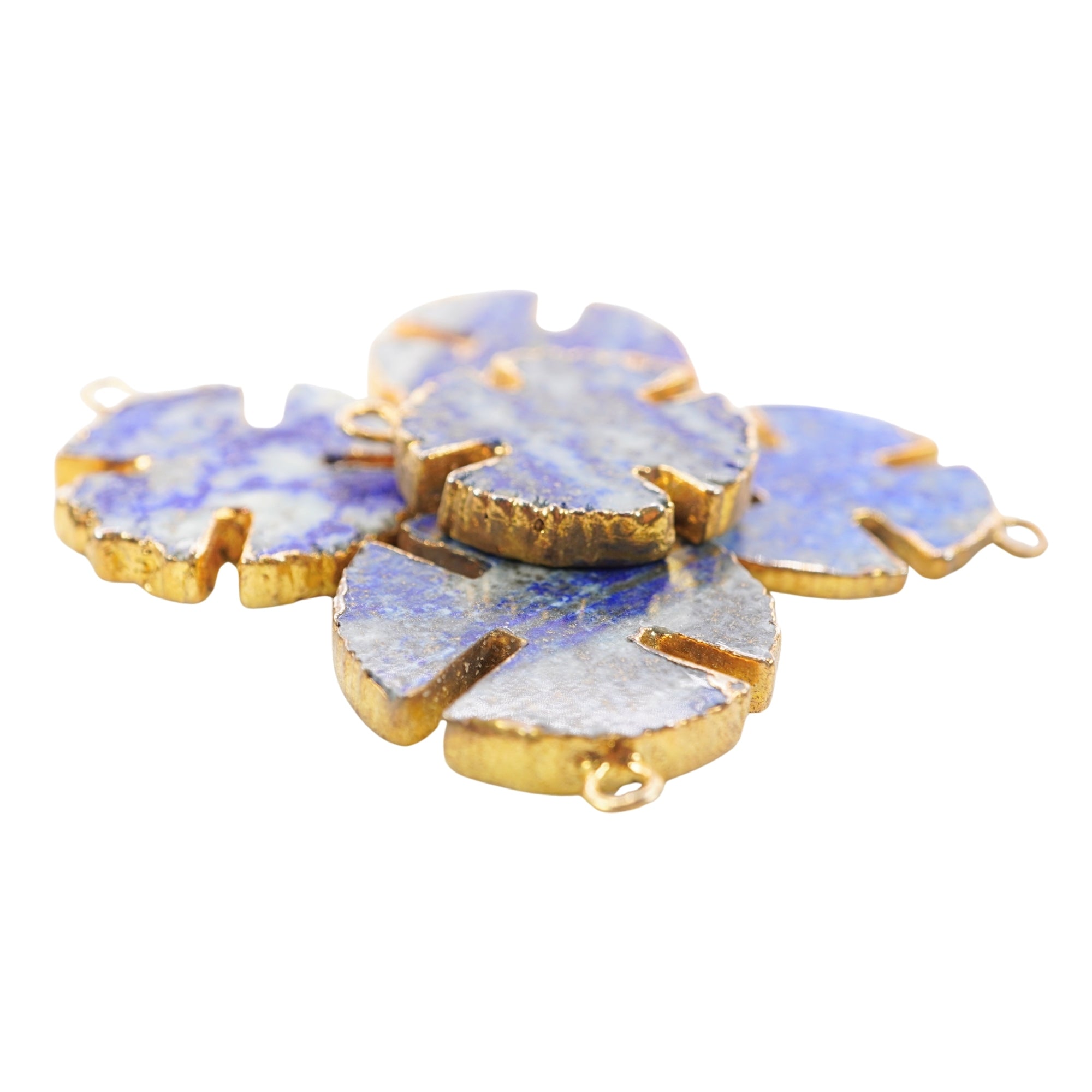 Lapis Lazuli Viking Cross Gold Electroplated Connector Pendant Charm