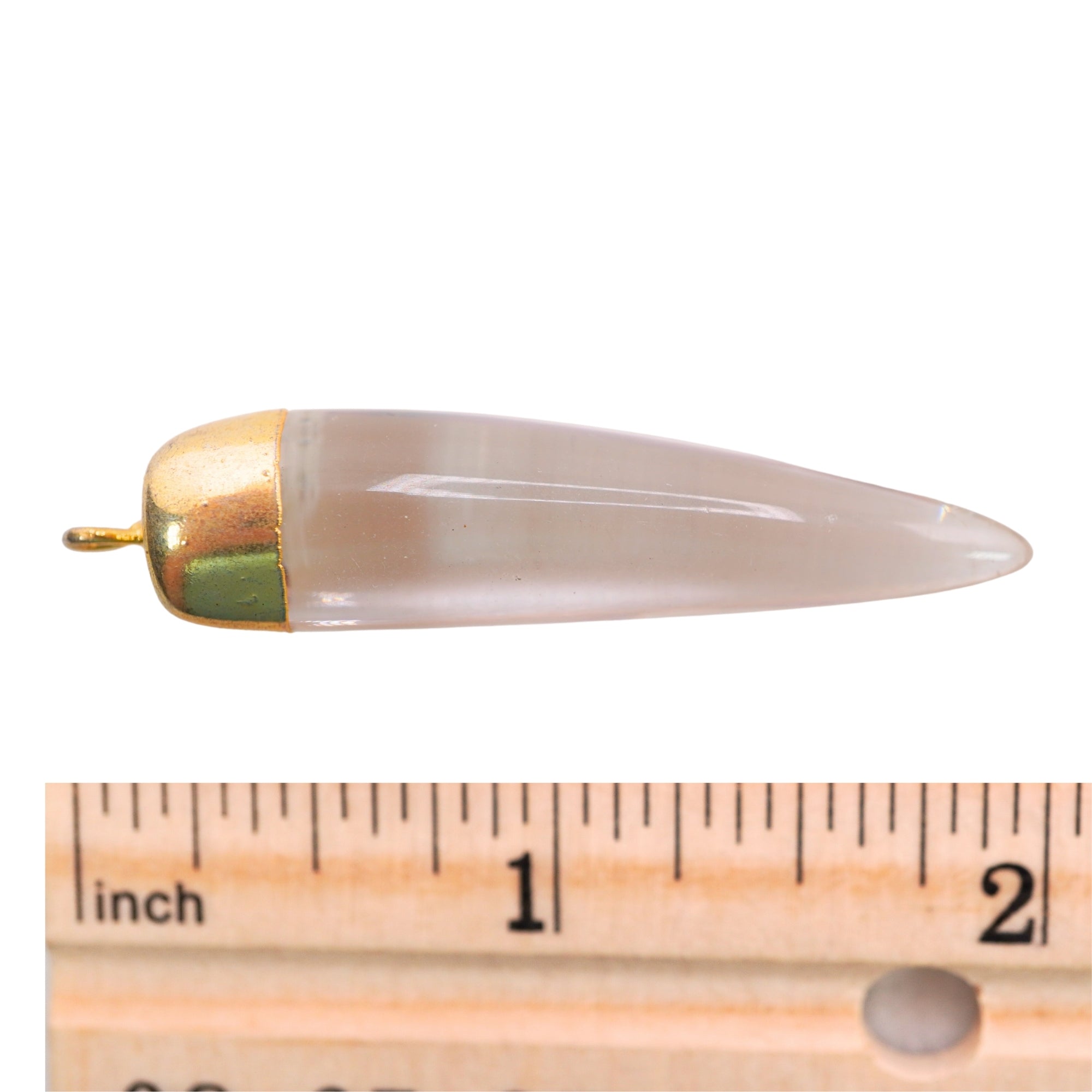 Crystal Quartz Horn Shape Gemstone Silver Electroplated Charm Pendant
