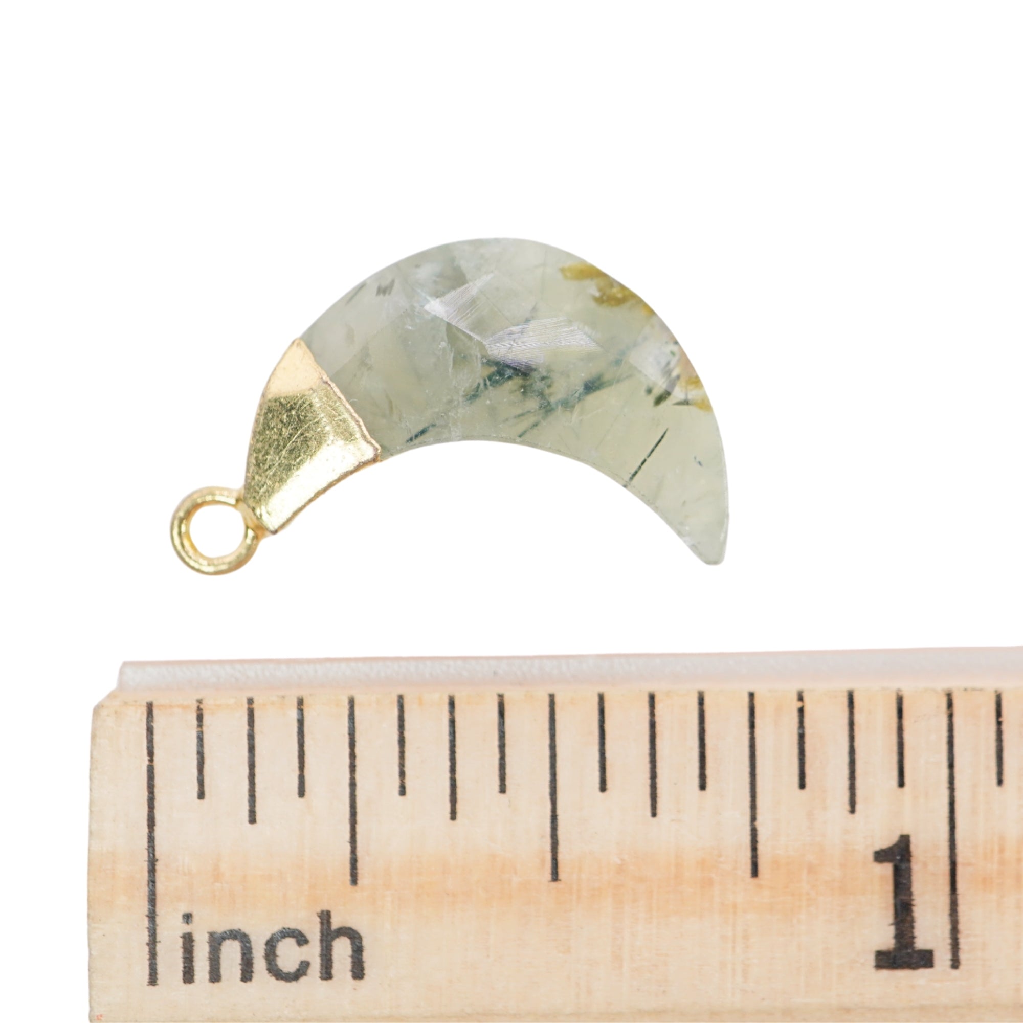 Prehnite Moon Shape Gold Electroplated Pendant