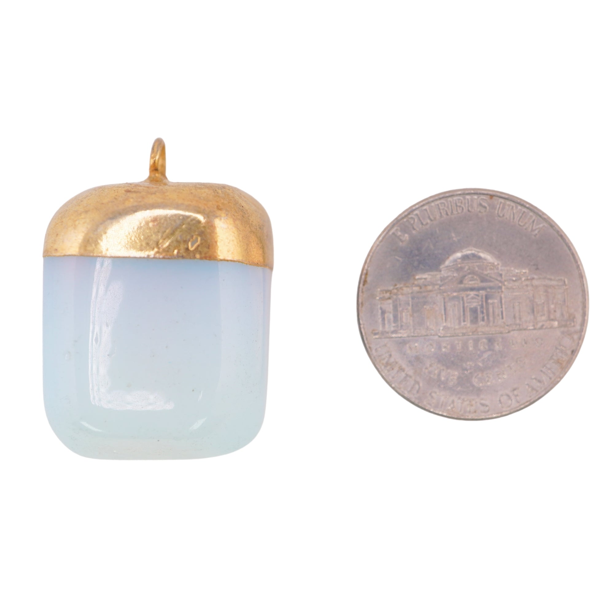 Opalite Nugget Shape Gold Electroplated Pendant Charm For Jewelry Making Craft Supply