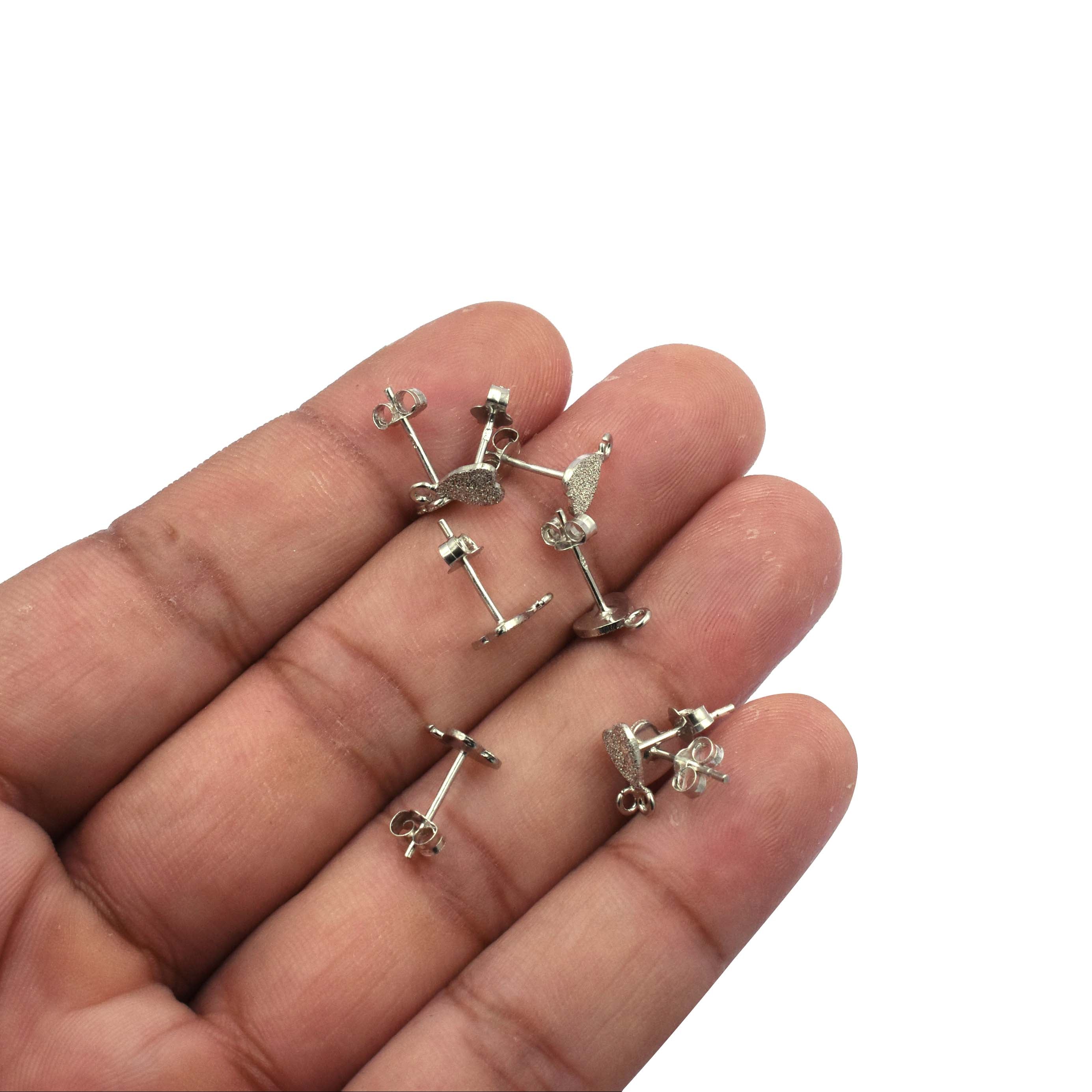 925 Silver Heart Earring with Loop for Jewelry Making