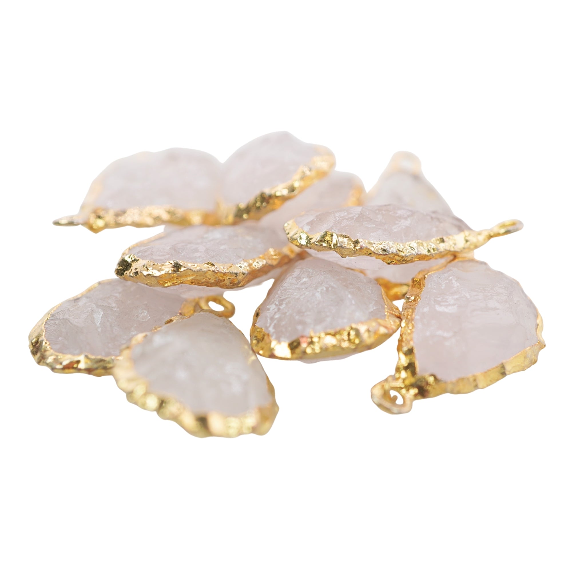 Crystal Quartz Pear Shape Gemstone Gold Electroplated Charm Pendant