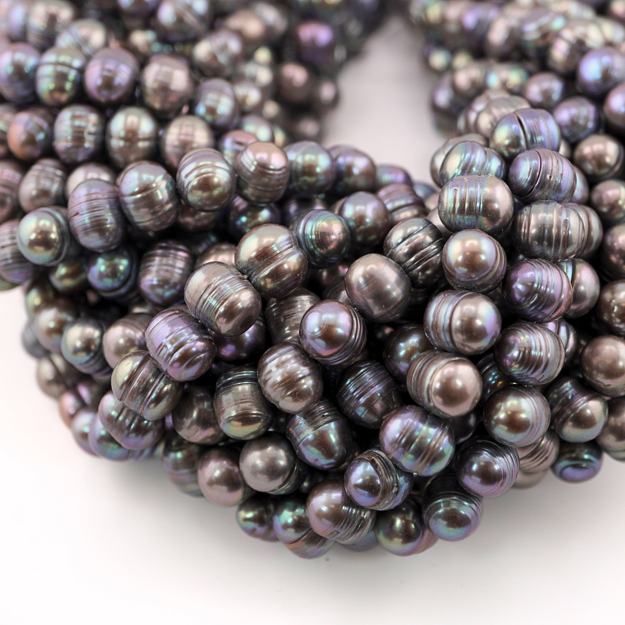 9x8 MM near round peacock pearl beads

