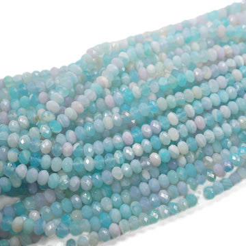 Blue Agate Faceted Rondelle Beads