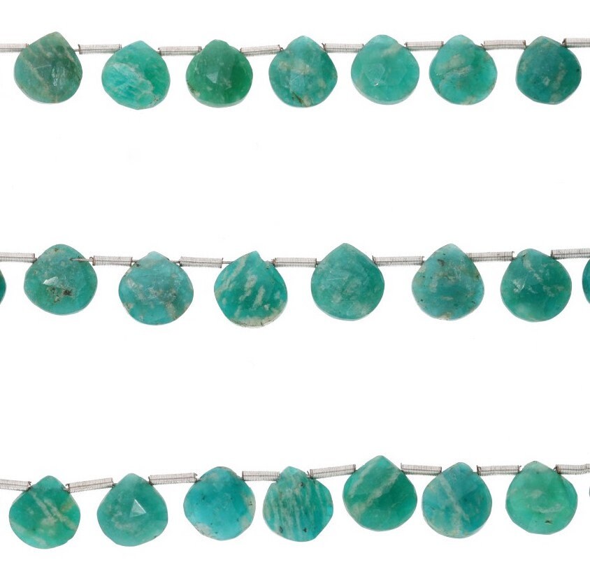 Amazonite Faceted Heart Shape Gemstone Strand Beads