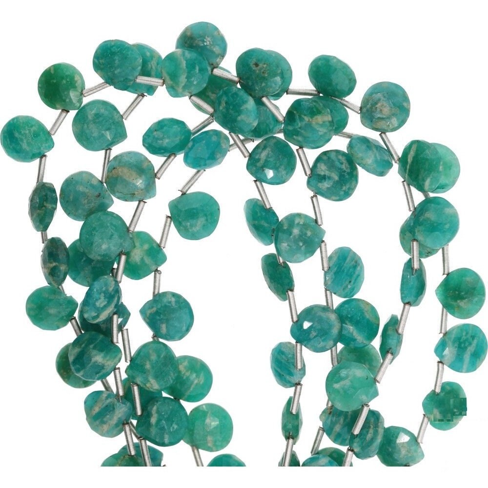 Amazonite Faceted Heart Shape Gemstone Strand Beads