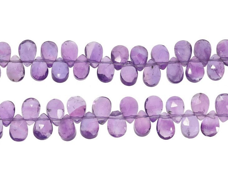 Amethyst Faceted Tear Drop Shape Gemstone Strand Beads