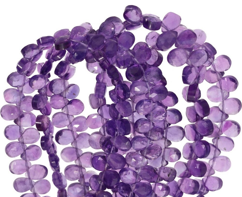 Amethyst Faceted Tear Drop Shape Gemstone Strand Beads