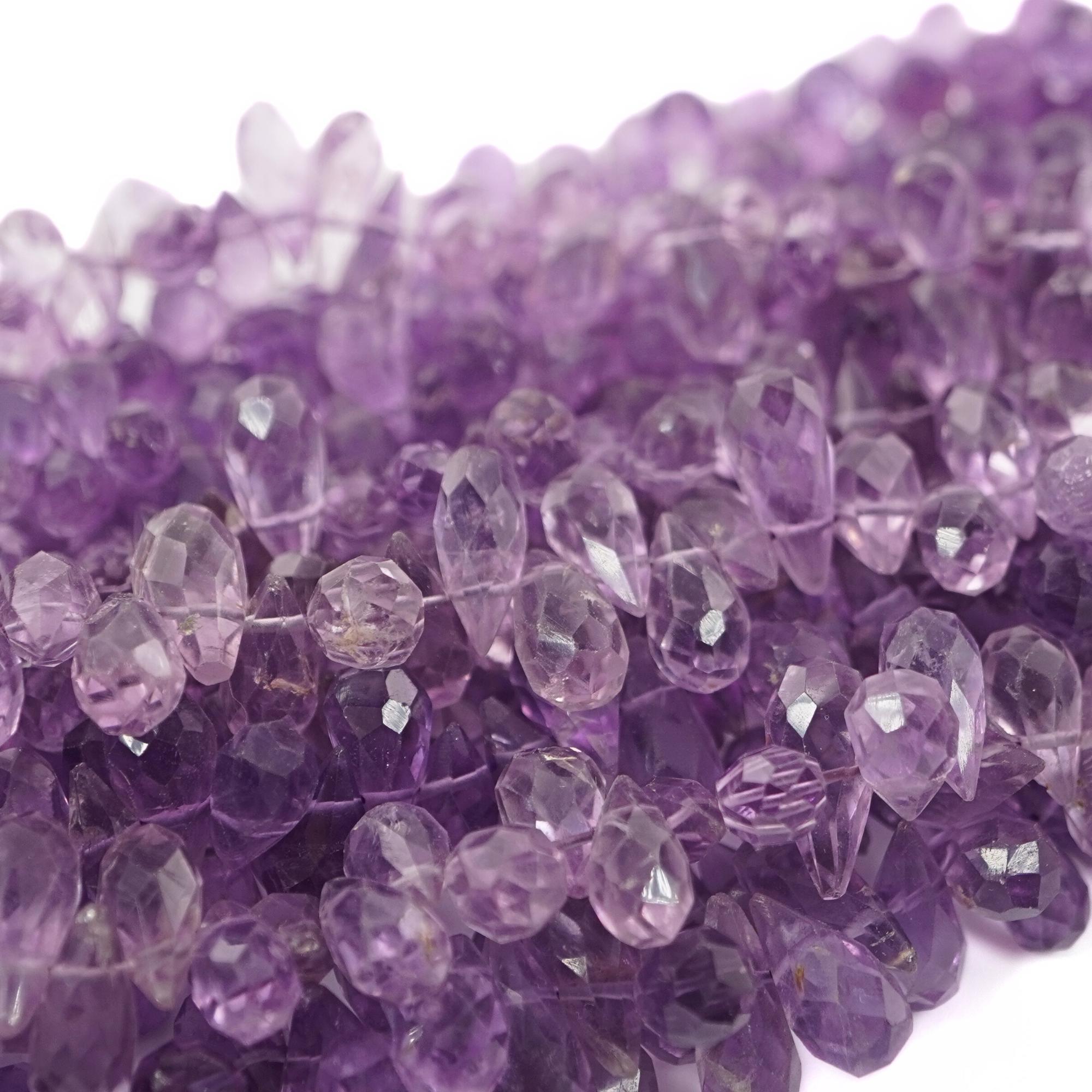 Amethyst Faceted Teardrop Shape Gemstone Strand Beads