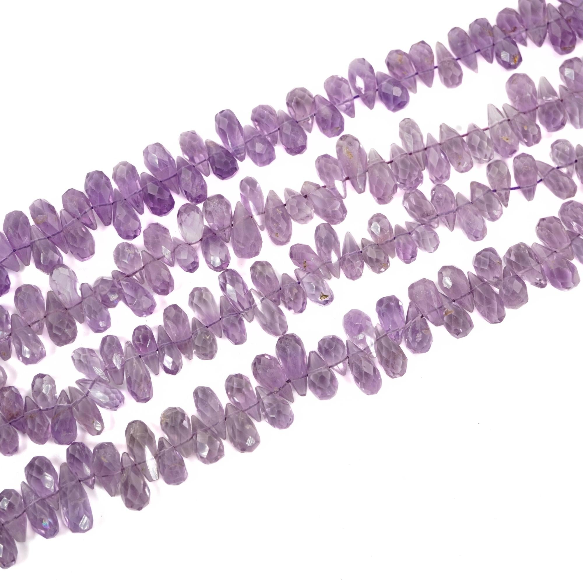 Amethyst Faceted Teardrop Shape Gemstone Strand Beads