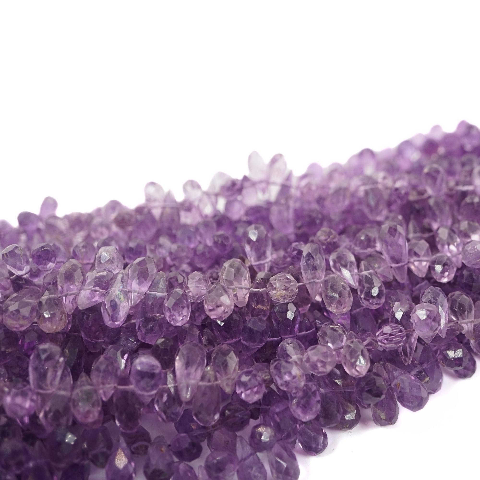 Amethyst Faceted Teardrop Shape Gemstone Strand Beads