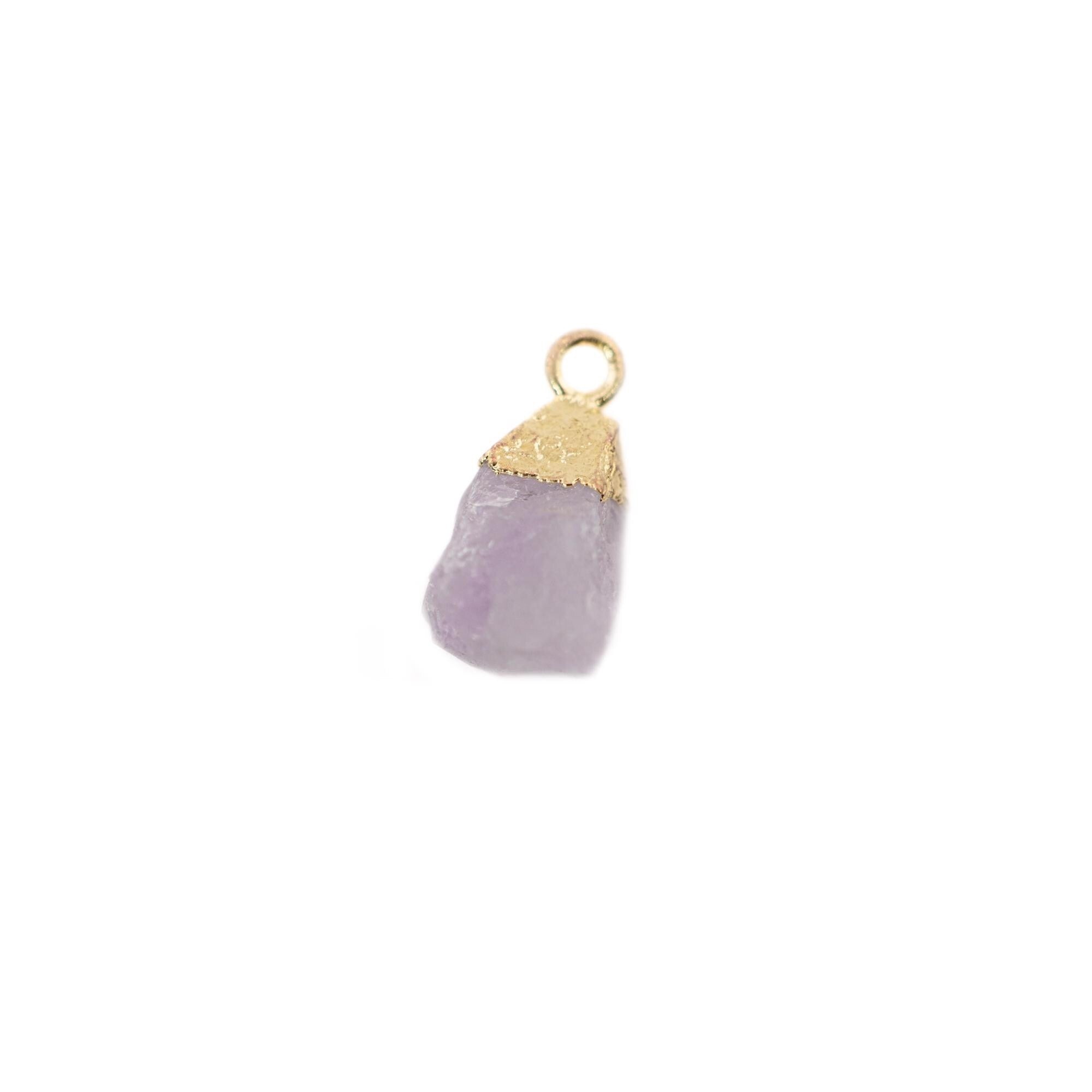 Amethyst Rough Shape Gemstone Gold Electroplated Charm Pendant 