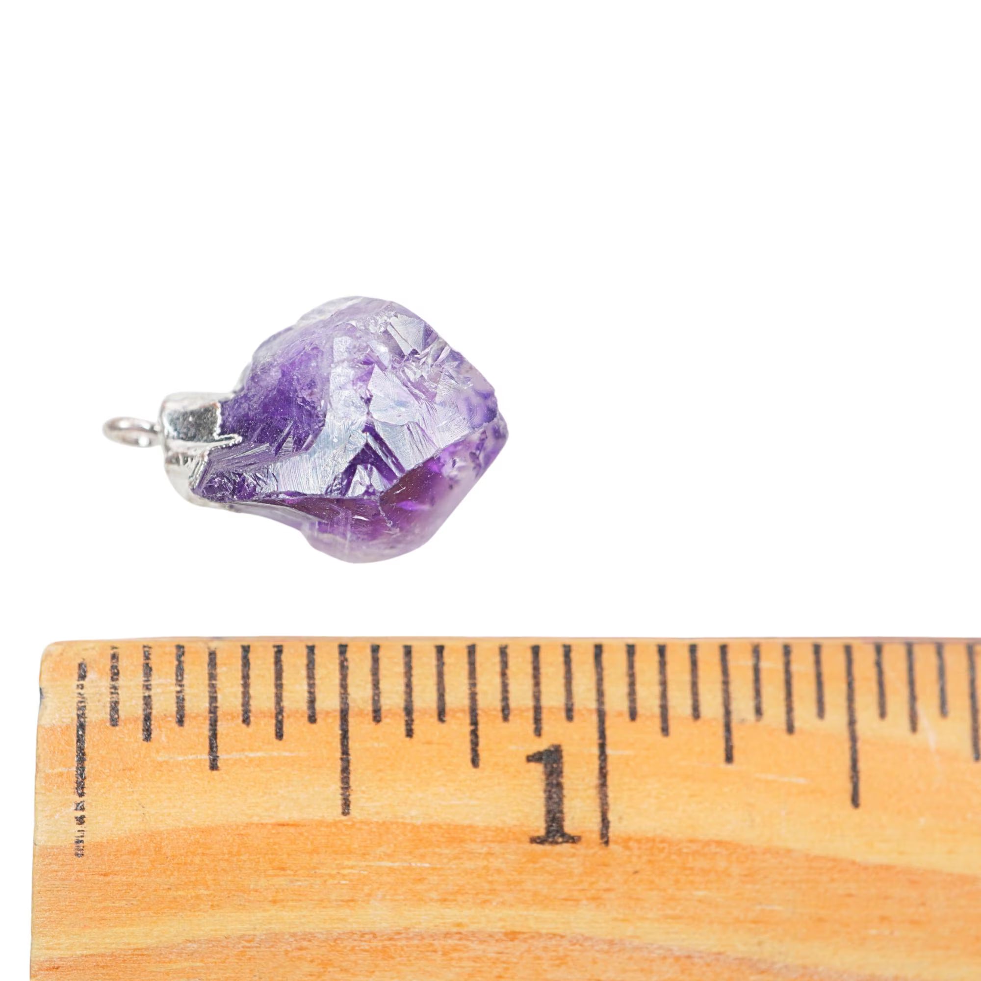 Amethyst Rough Shape Gemstone Silver Electroplated Charm Pendant