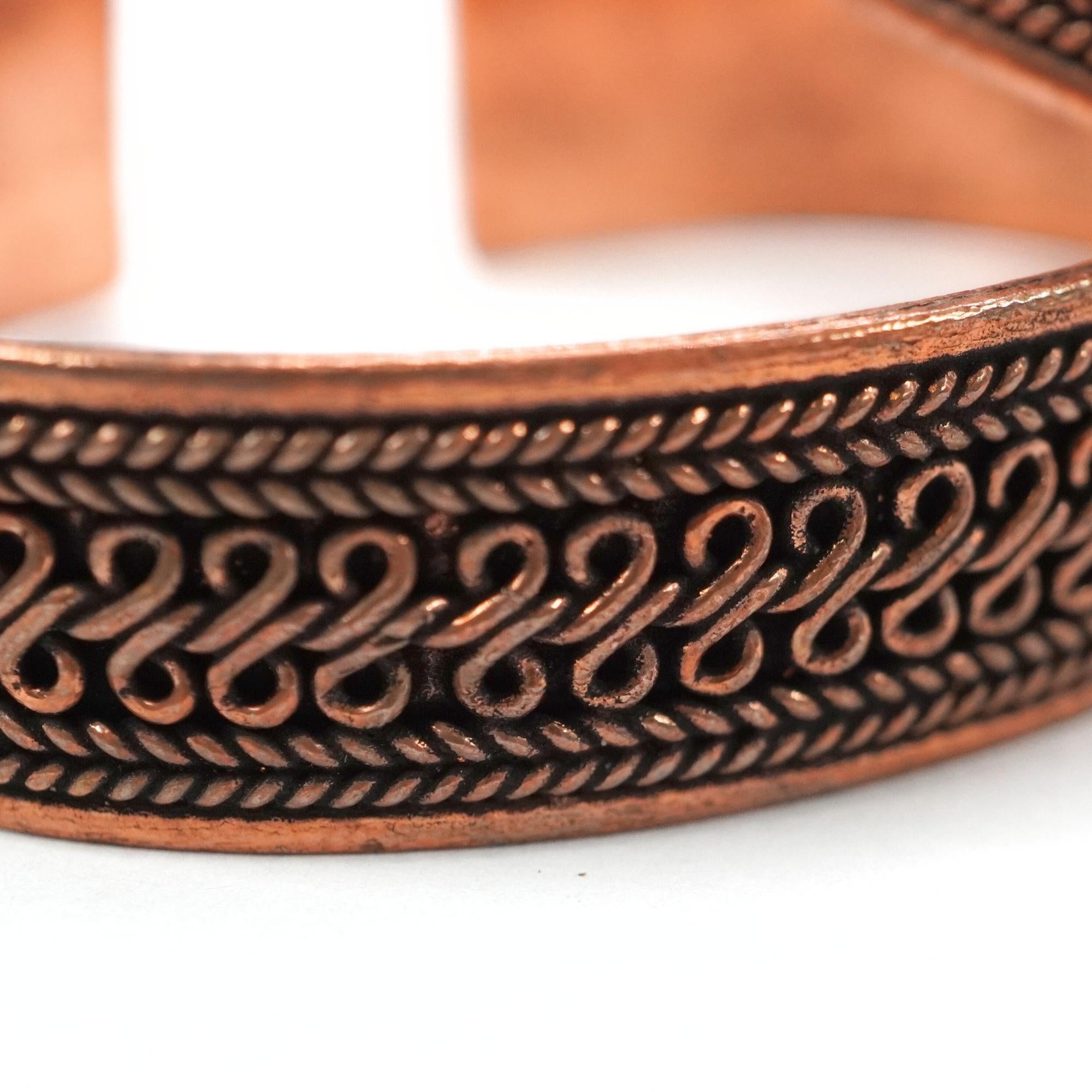 Antique Copper Bracelet Adjustable Cuff Bangle 