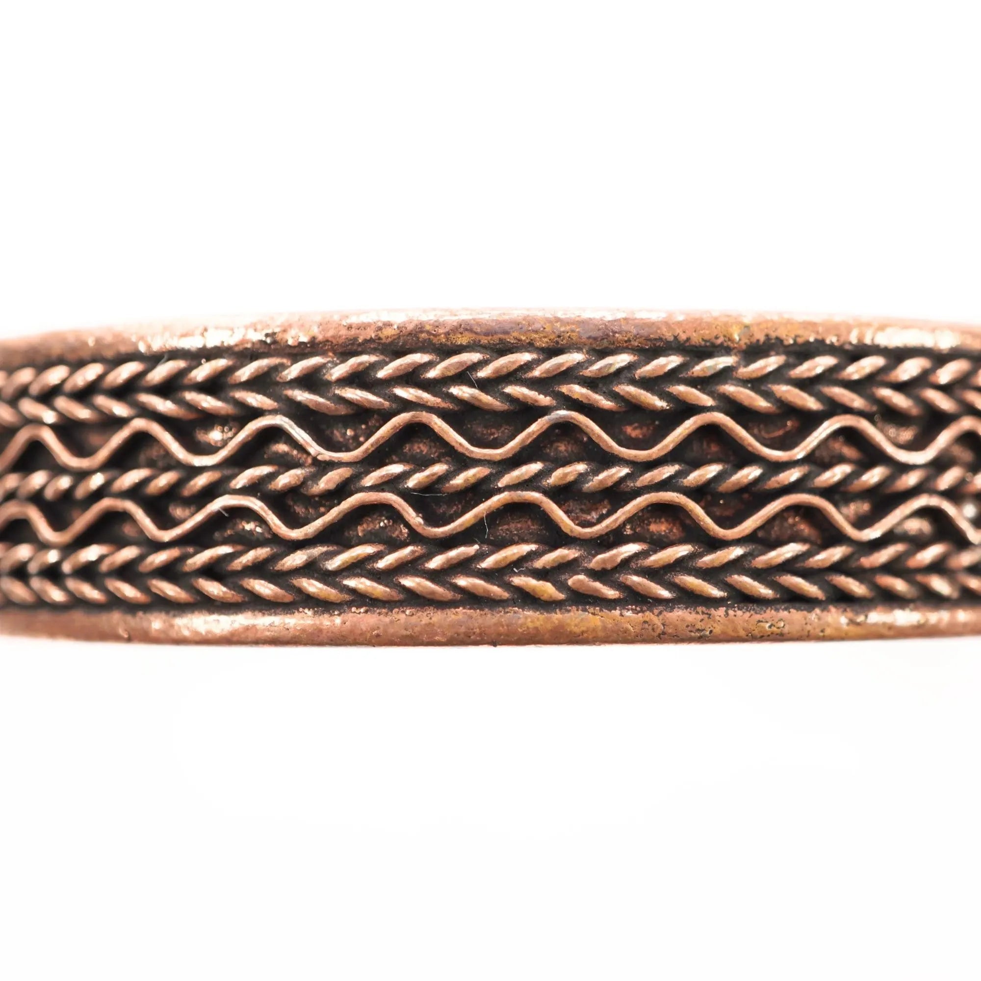 Antique Real Copper Bracelet Adjustable Cuff Bangle Viking