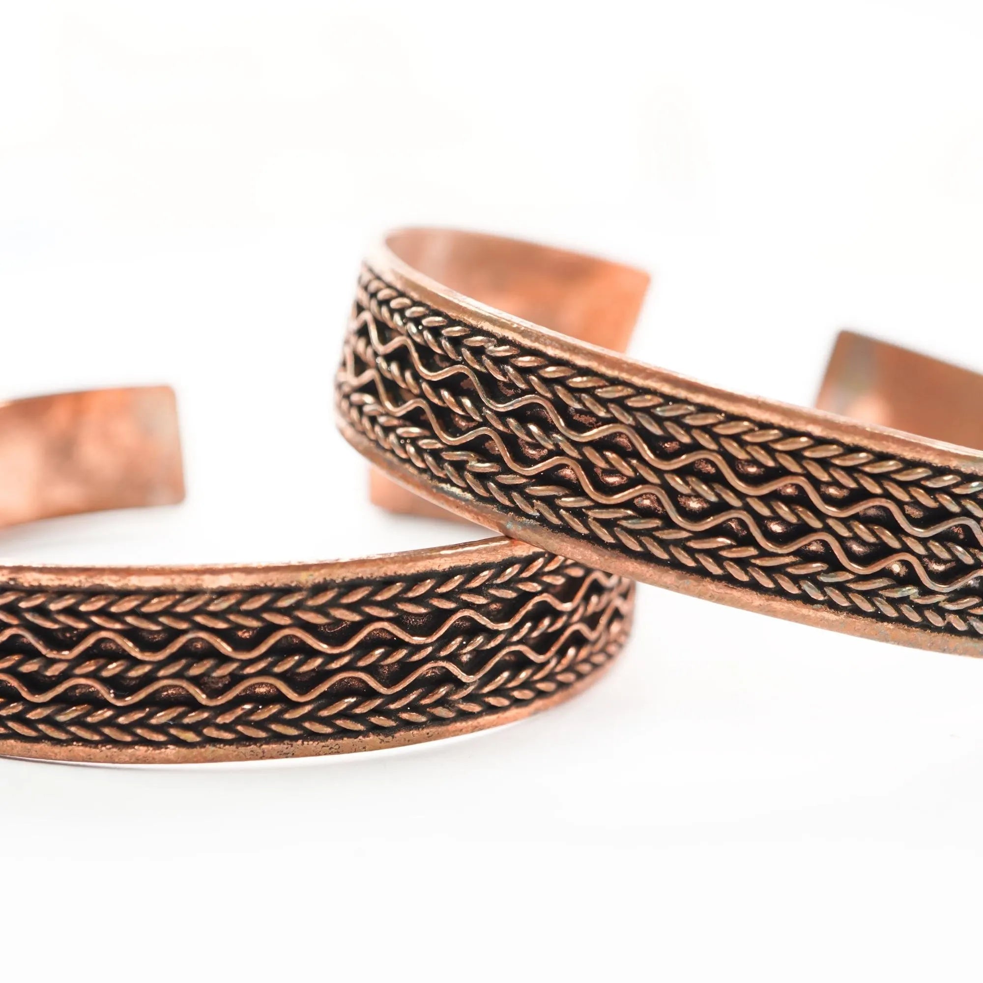 Antique Real Copper Bracelet Adjustable Cuff Bangle Viking