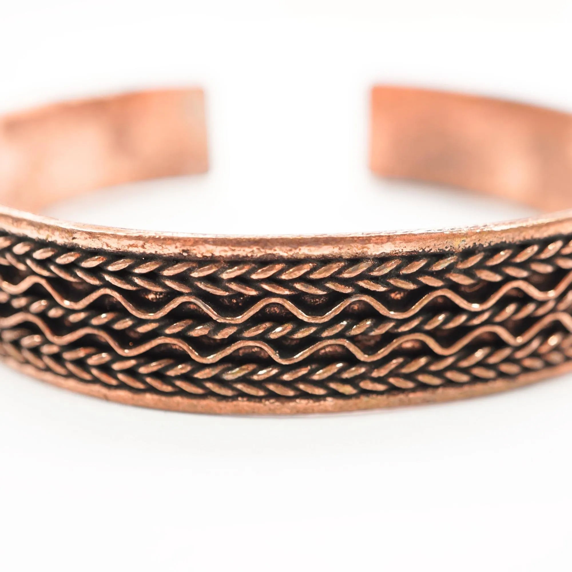 Antique Real Copper Bracelet Adjustable Cuff Bangle Viking