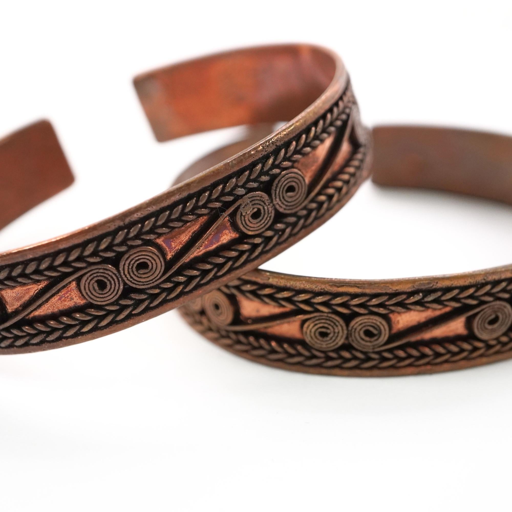 Antique Real Copper Bracelet Adjustable Cuff Bangle
