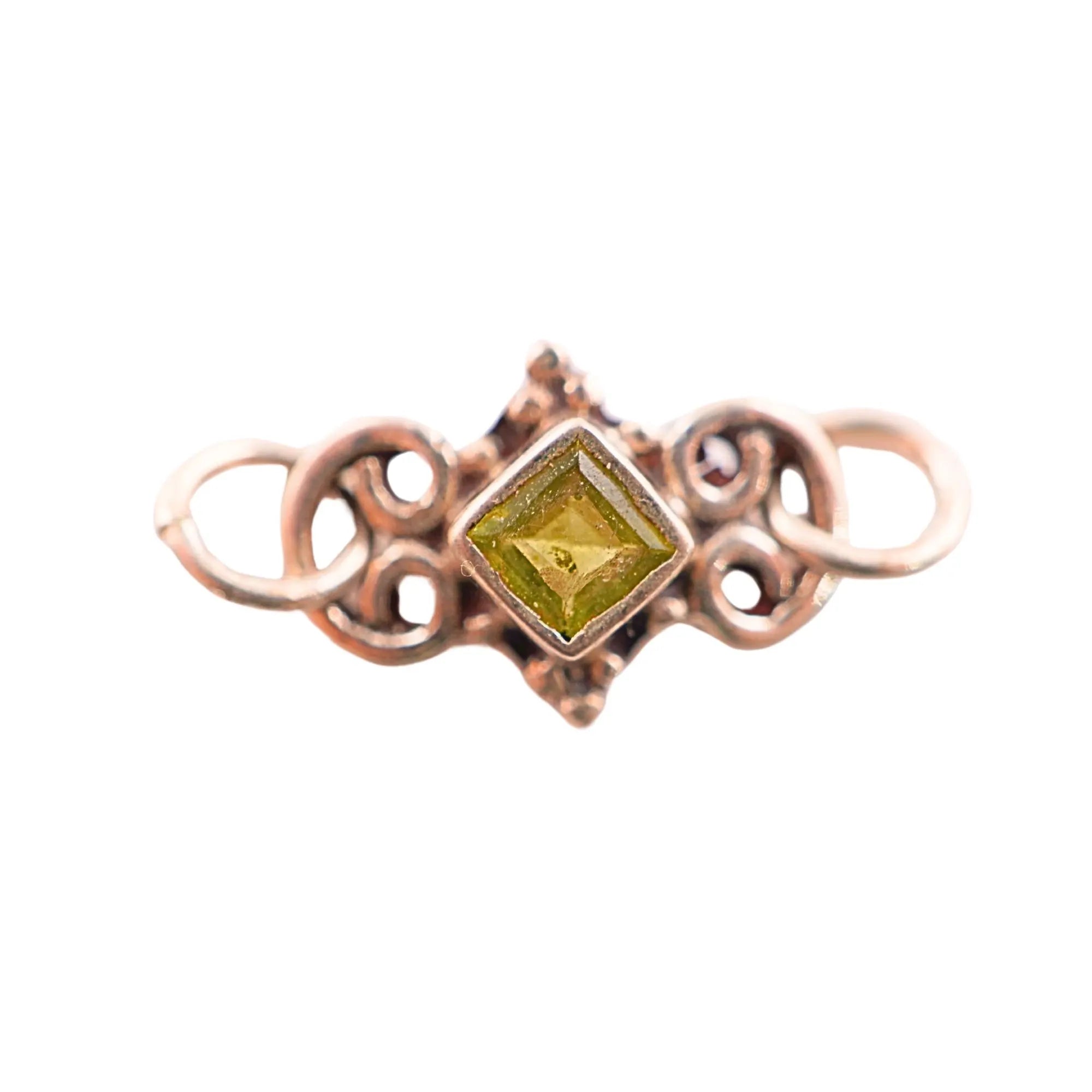 Antique silver peridot charm for jewelry

