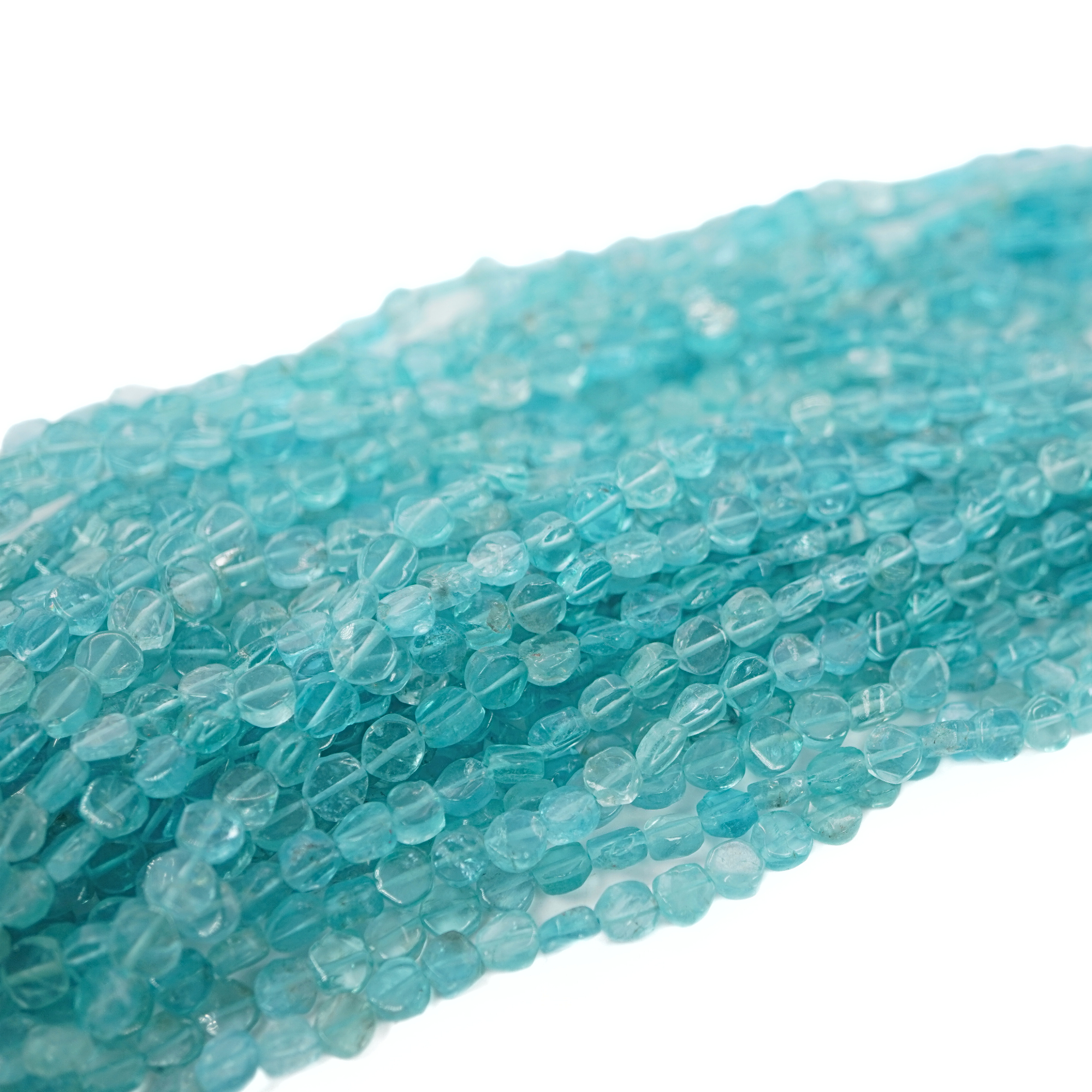 Apatite Smooth Coin Shape Gemstone Strand Beads