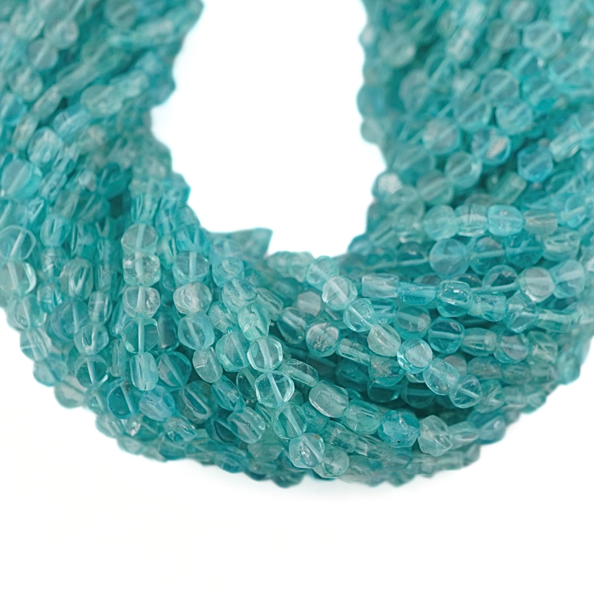 Apatite Smooth Coin Shape Gemstone Strand Beads