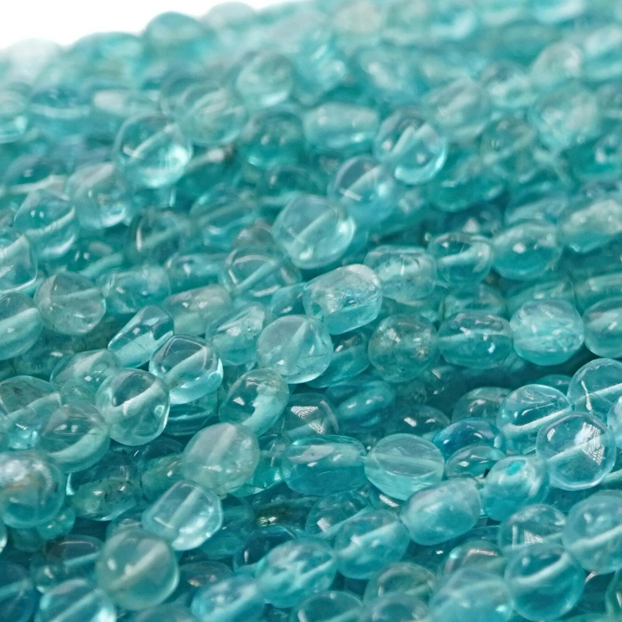 Apatite smooth coin shape gemstone 15 inches strand beads 