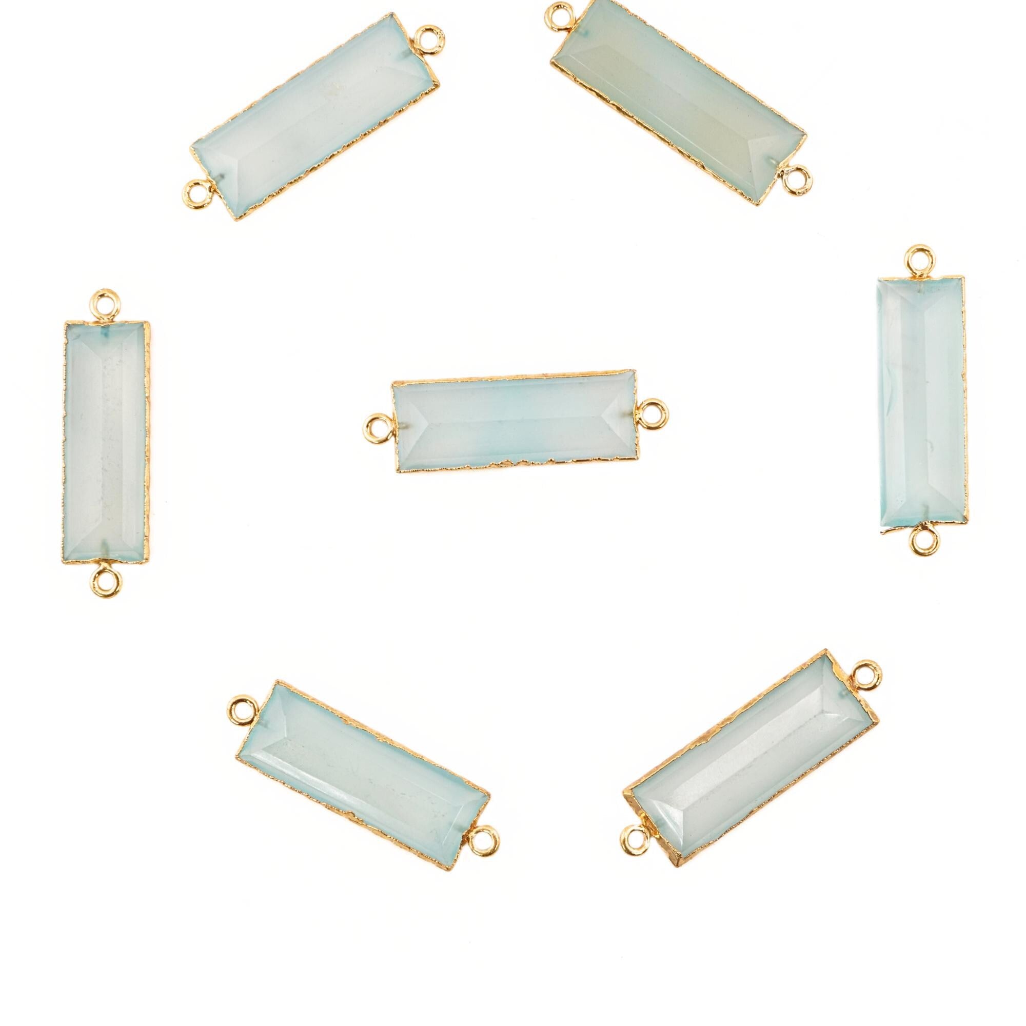 Aqua Chalcedony Bar Charm for Jewelry Design