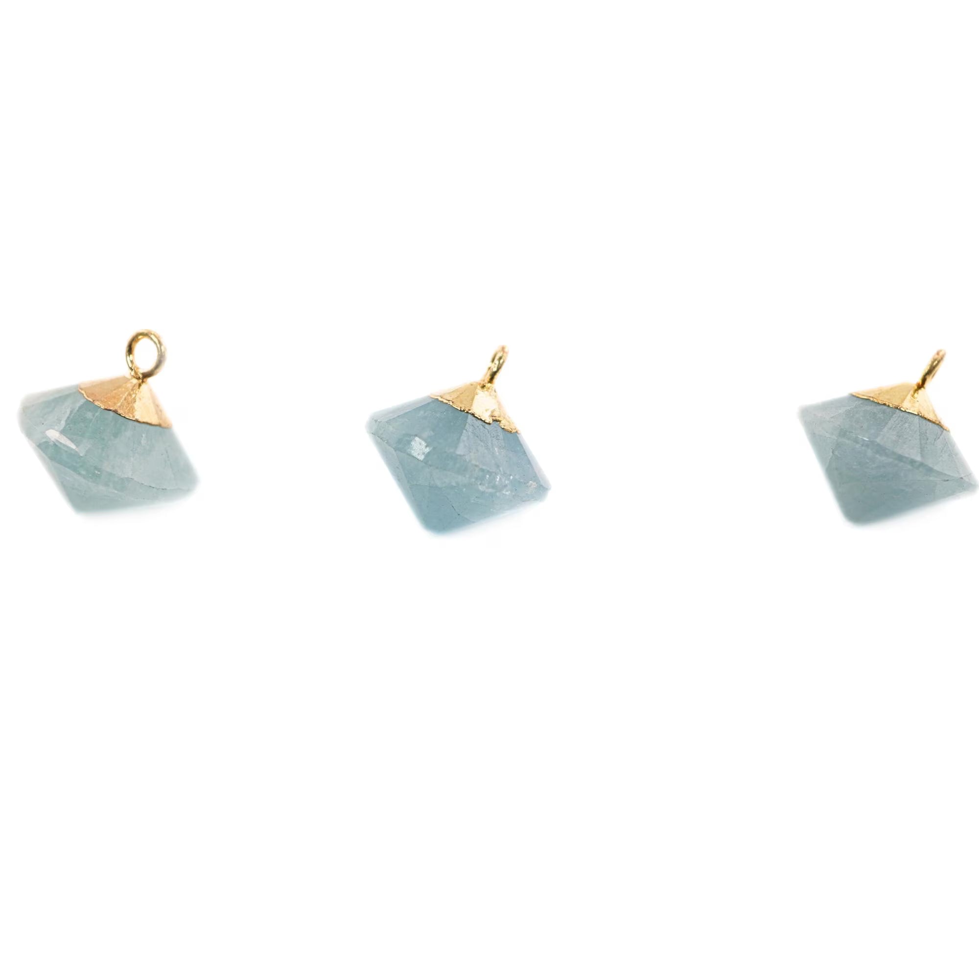 Aquamarine Flying Saucer Gemstone Gold Electroplated Charm Pendant