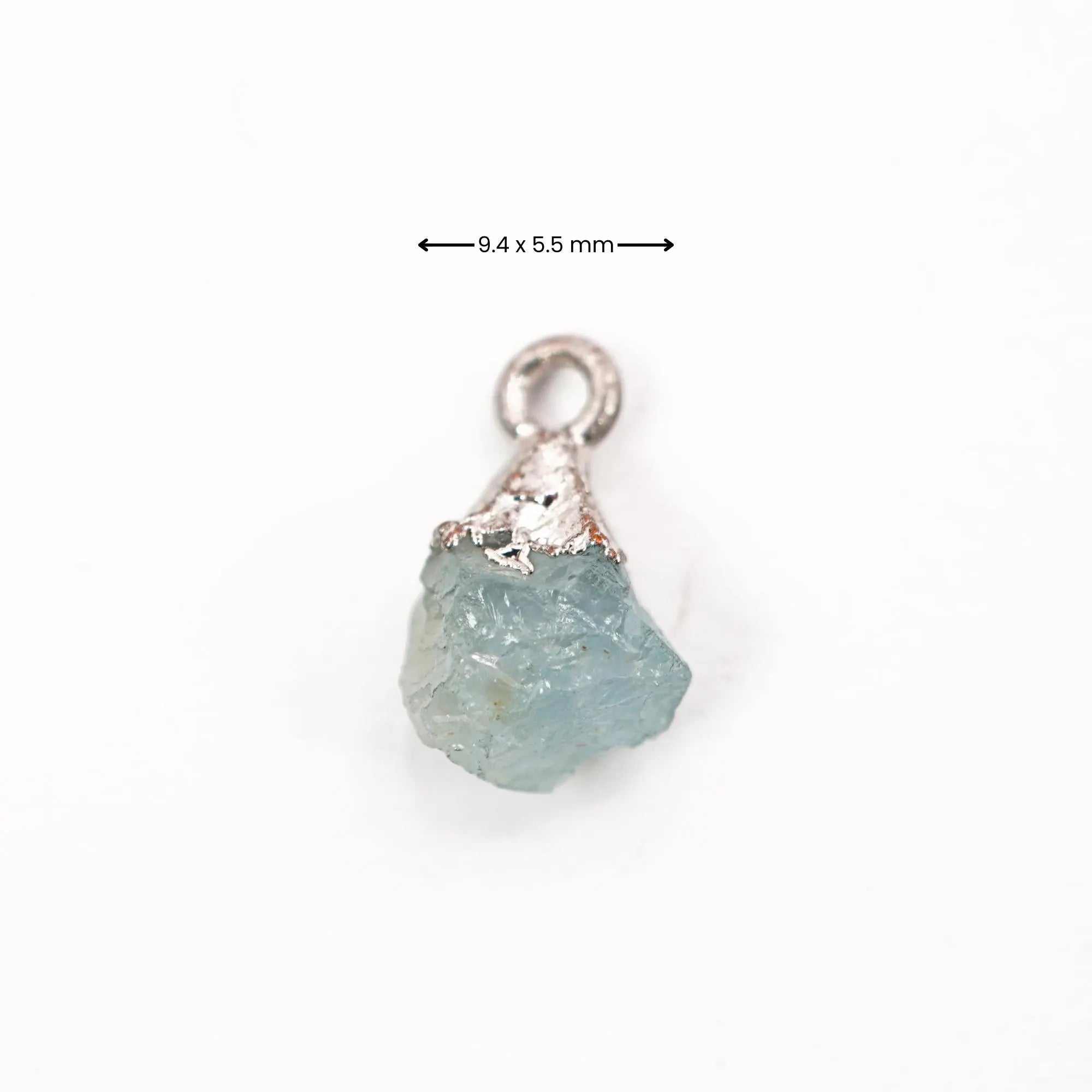 Aquamarine Rough Shape Gemstone Silver Electroplated Charm Pendant