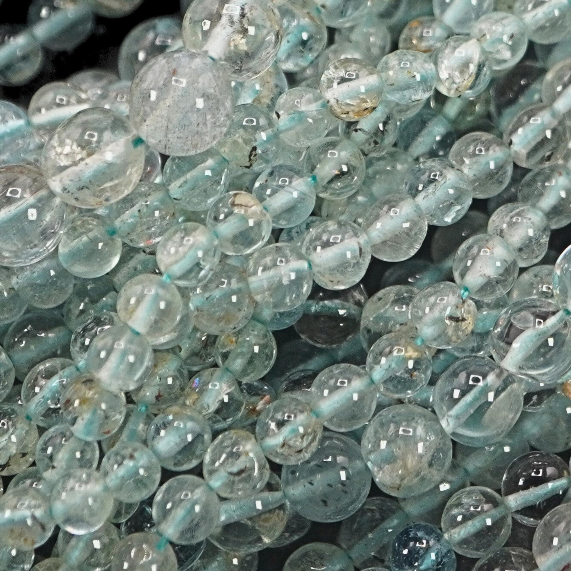 Aquamarine Smooth Round Shape Gemstone Strand Beads
