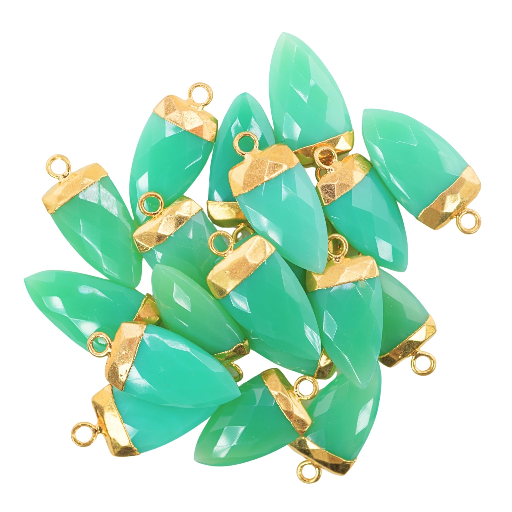 Chrysoprase Chalcedony Arrow Shape Gold Electroplated Pendant