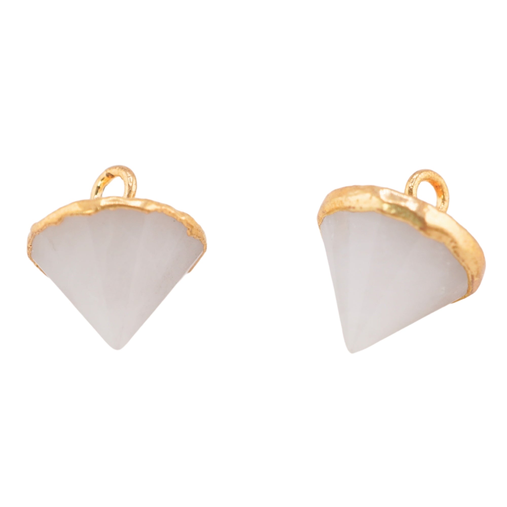 White Agate Cone Shape Gold Electroplated Pendant