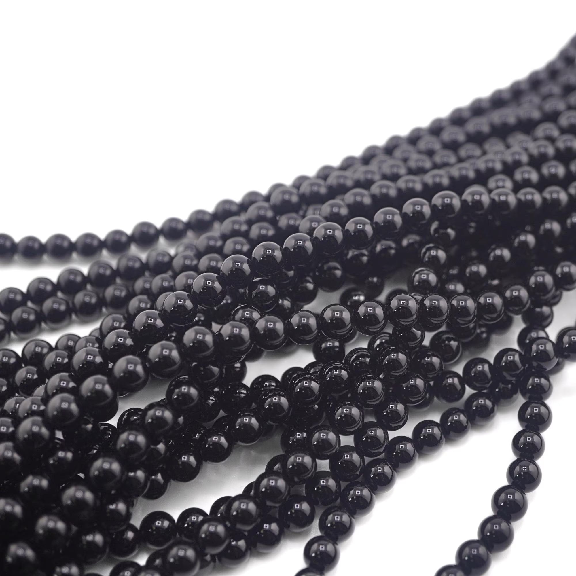 Black Agate Round Shape Gemstone Strand Beads
