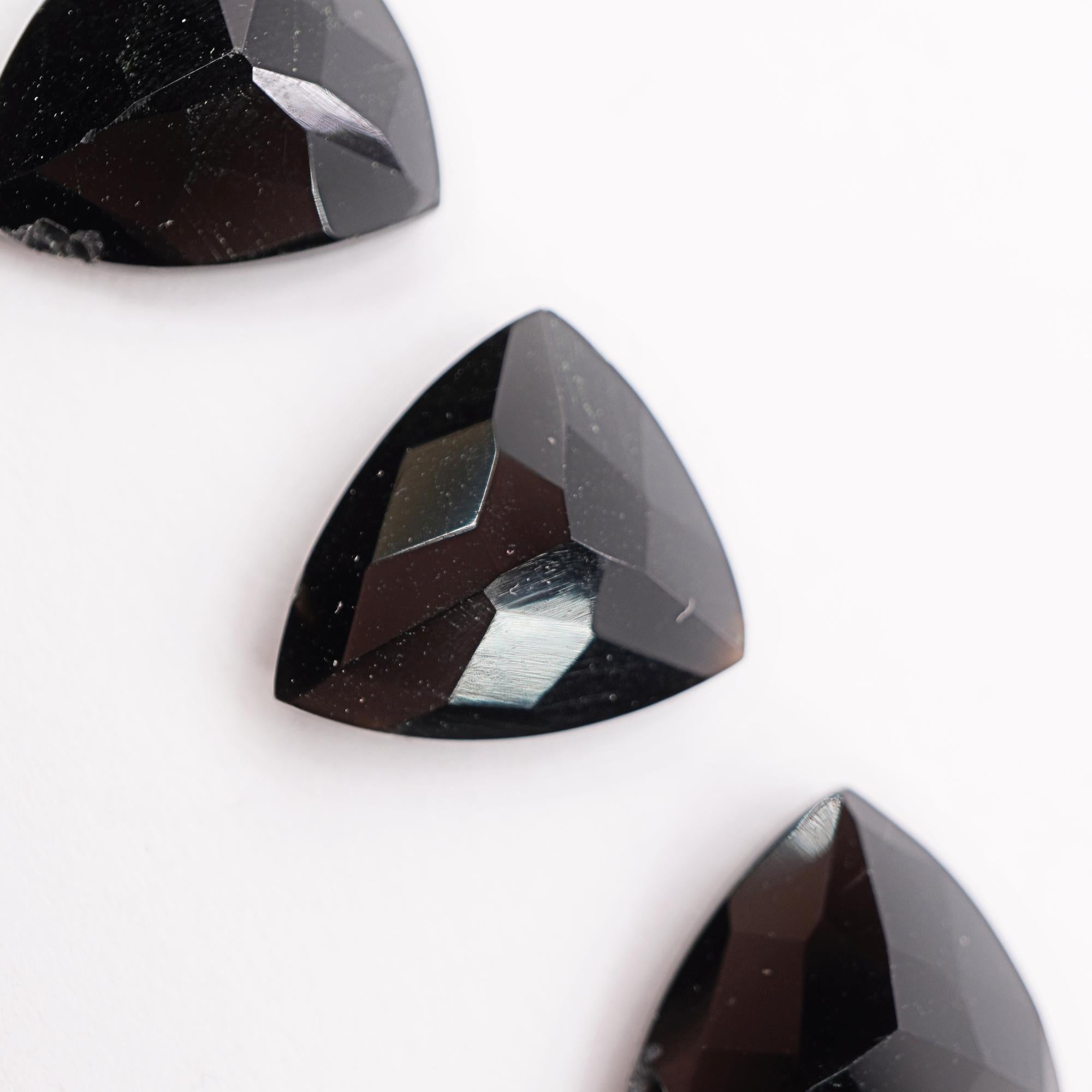 Black Onyx Faceted Trillian Shape Loose Gemstone