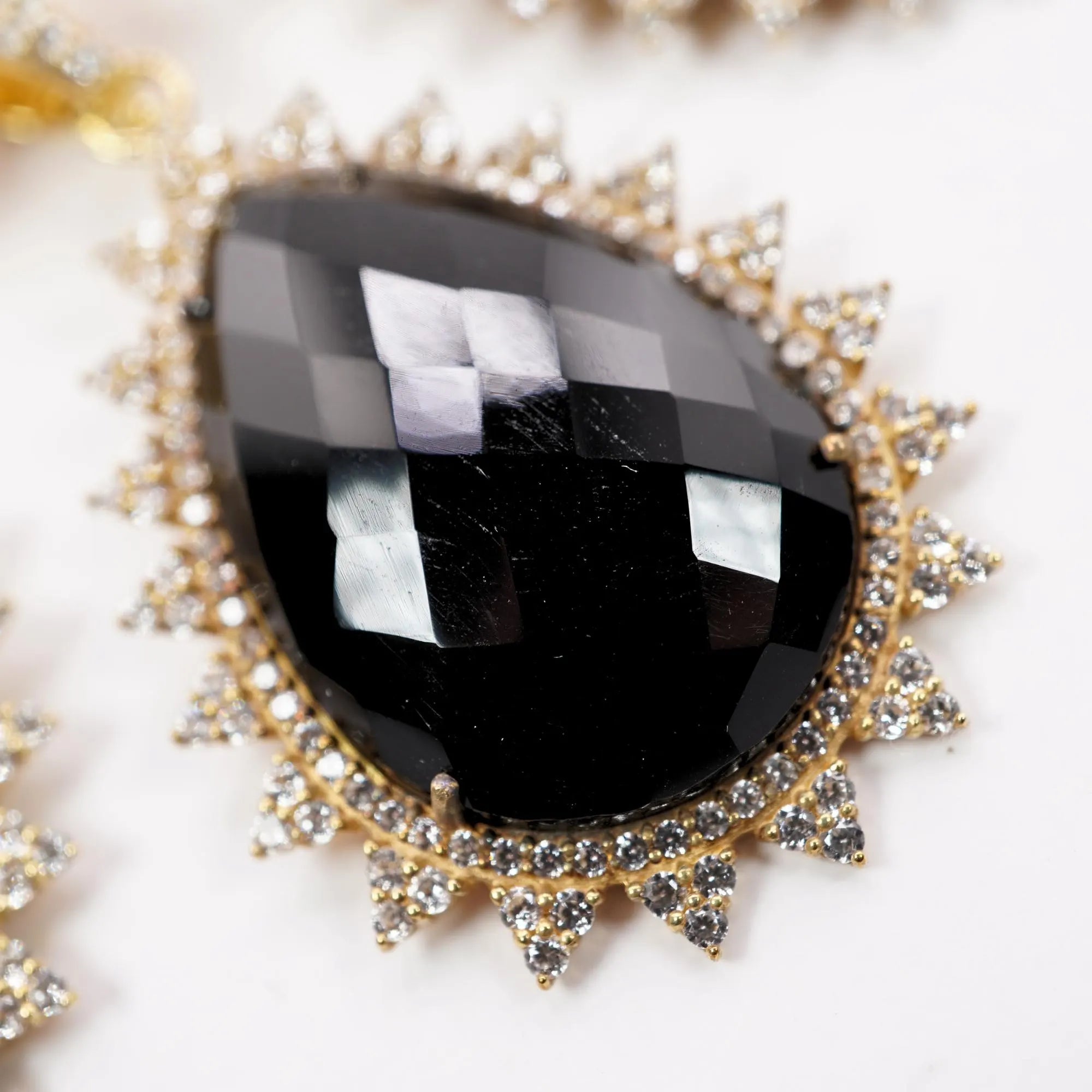 Black Onyx Pear Shape Gemstone Gold Plated Bezel Finding Charm Pendant 