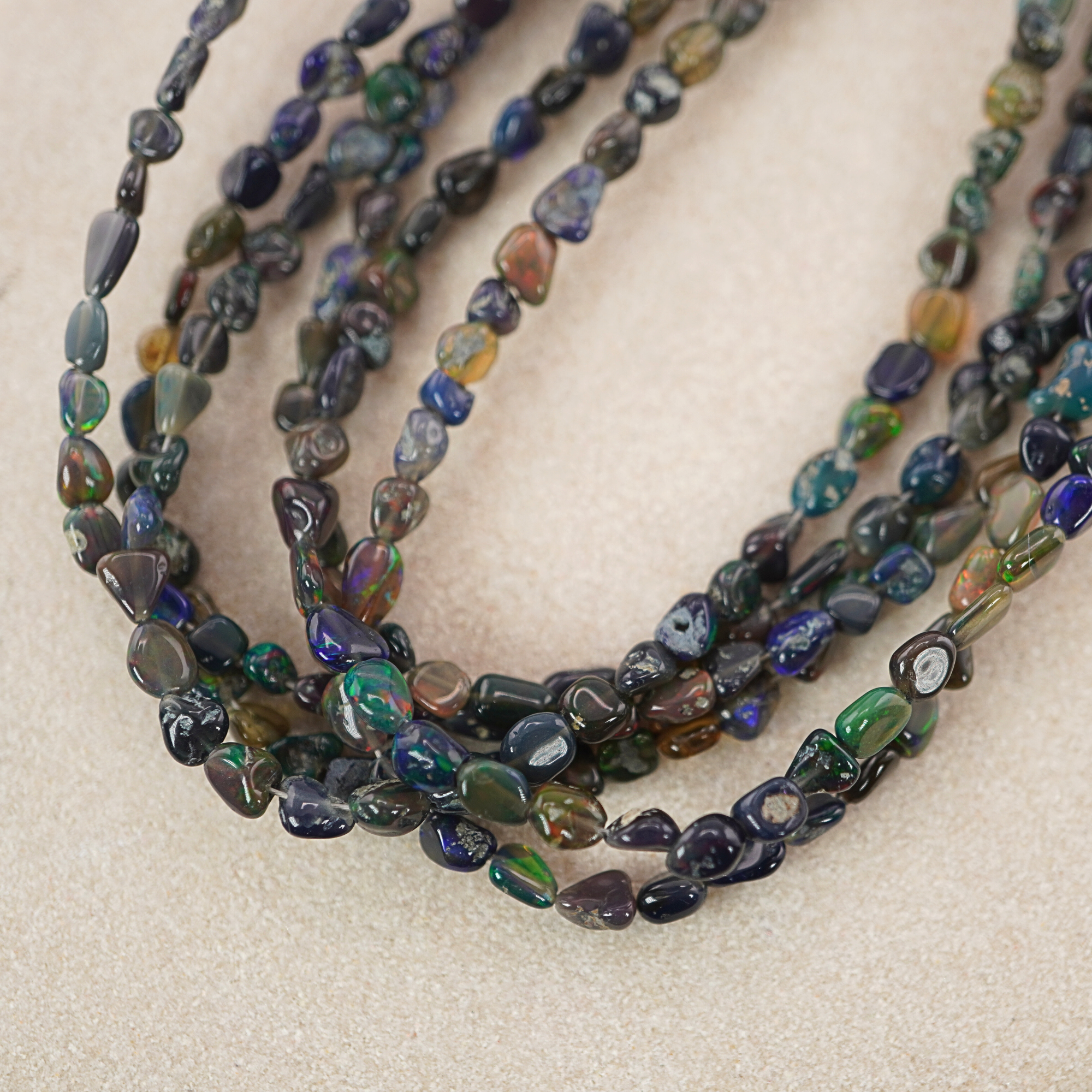 Black Ethiopian Opal Smooth Nugget Shape Loose Gemstone Beads Strand