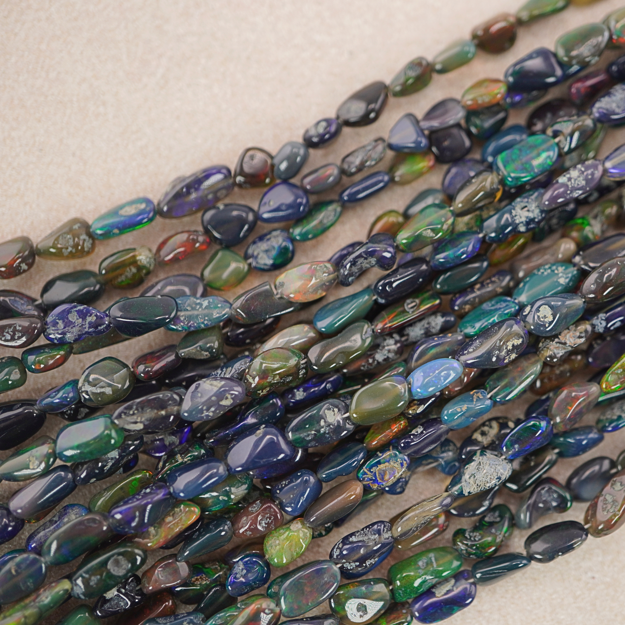 Black Ethiopian Opal Smooth Nugget Shape Loose Gemstone Beads Strand