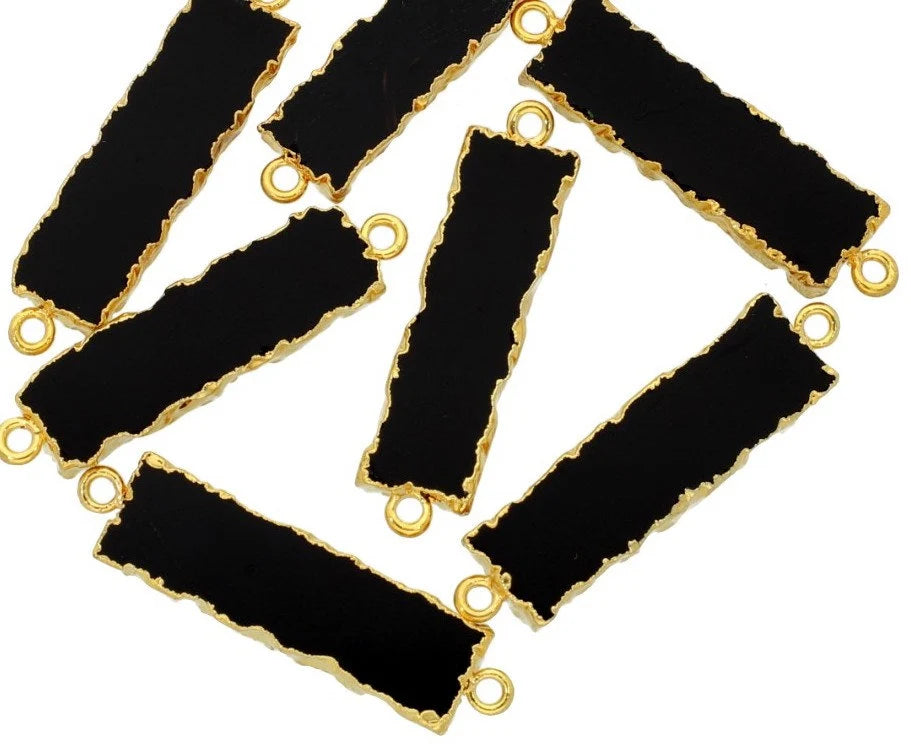 Black Onyx Gemstone Rectangle Connector