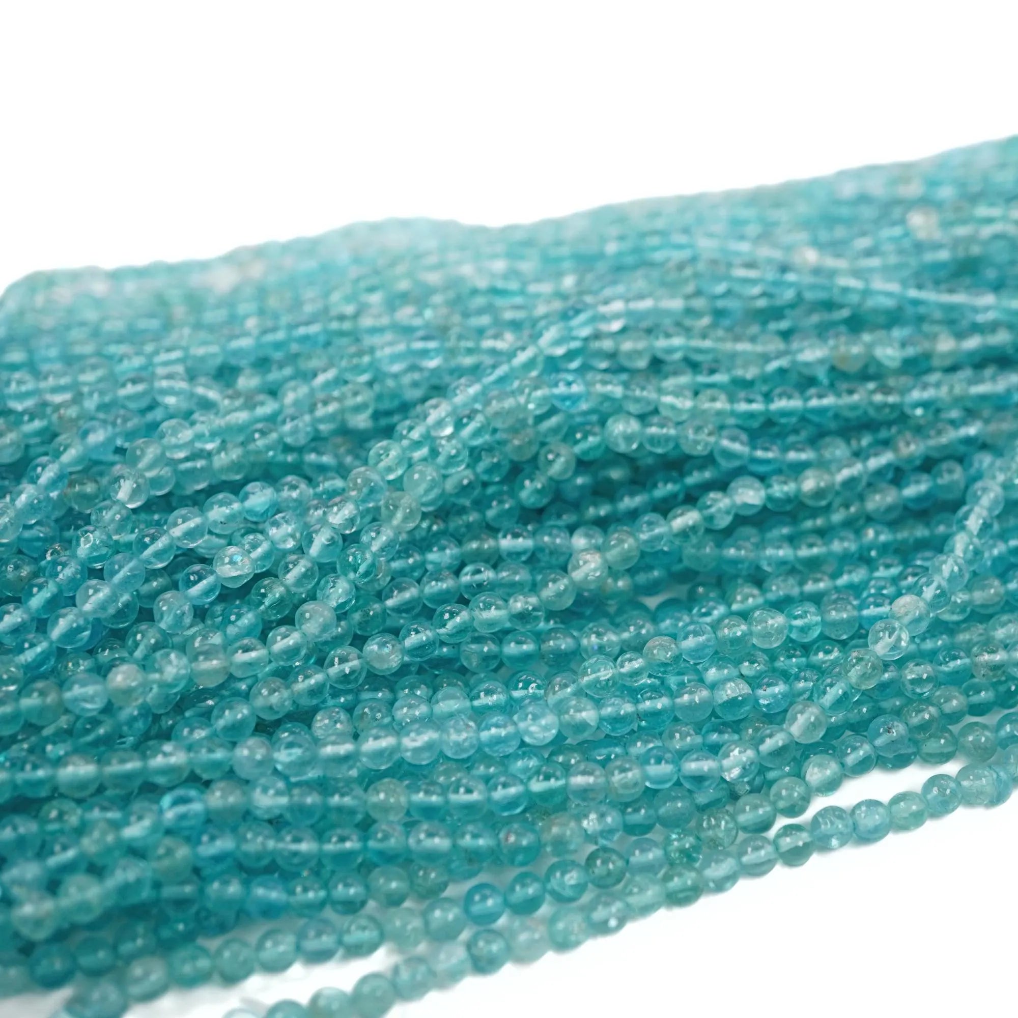 Blue Apatite Smooth Rondelle Shape Gemstone Strand Beads