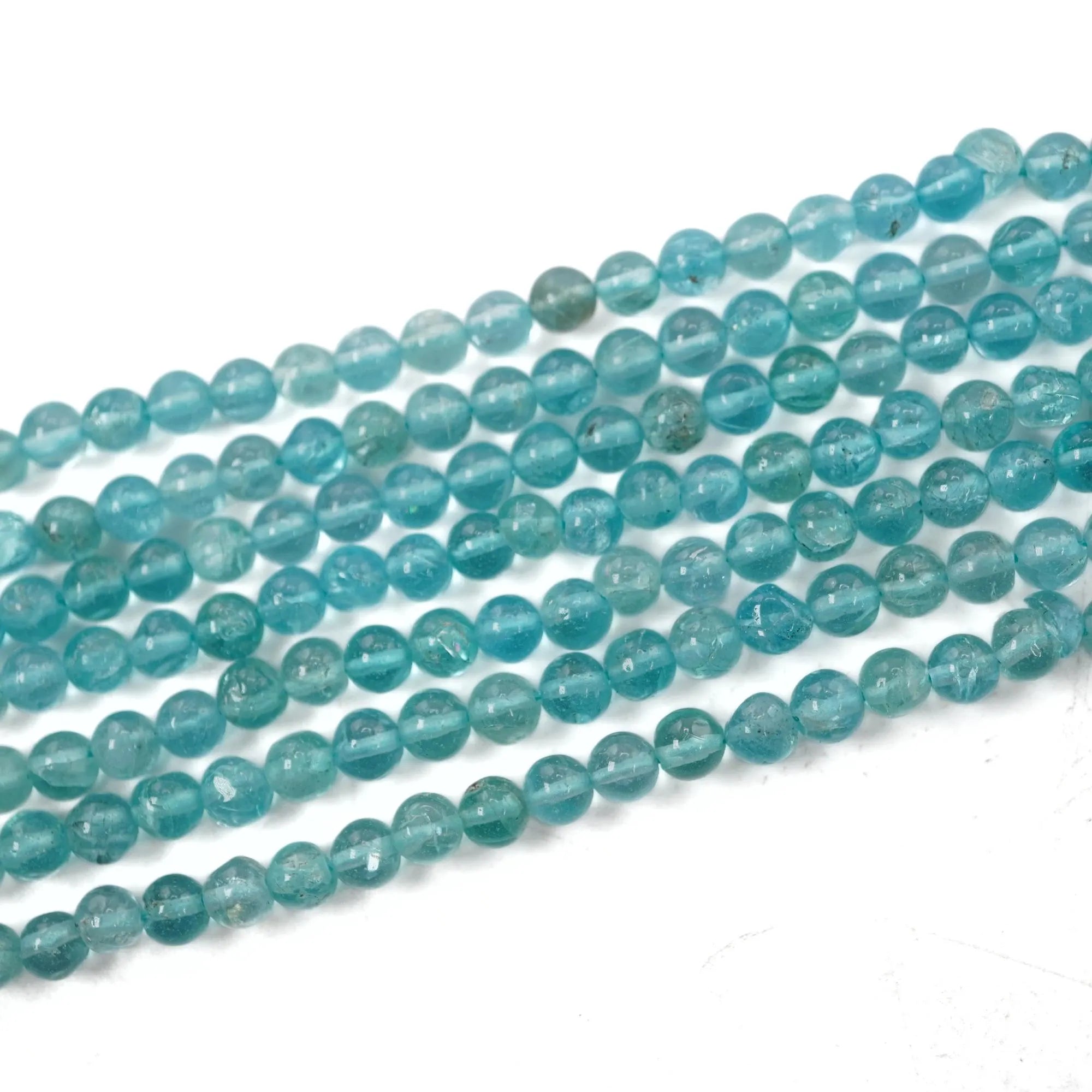 Blue Apatite Smooth Rondelle Shape Gemstone Strand Beads