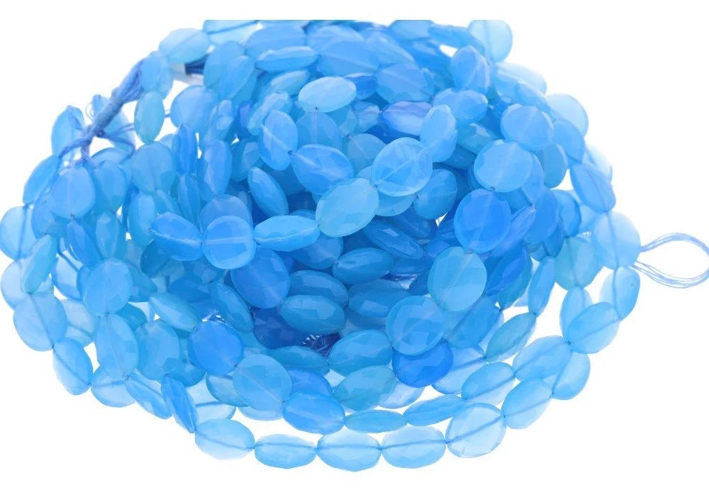 Blue Chalcedony Faceted Nugget Shape Gemstone Strand Beads