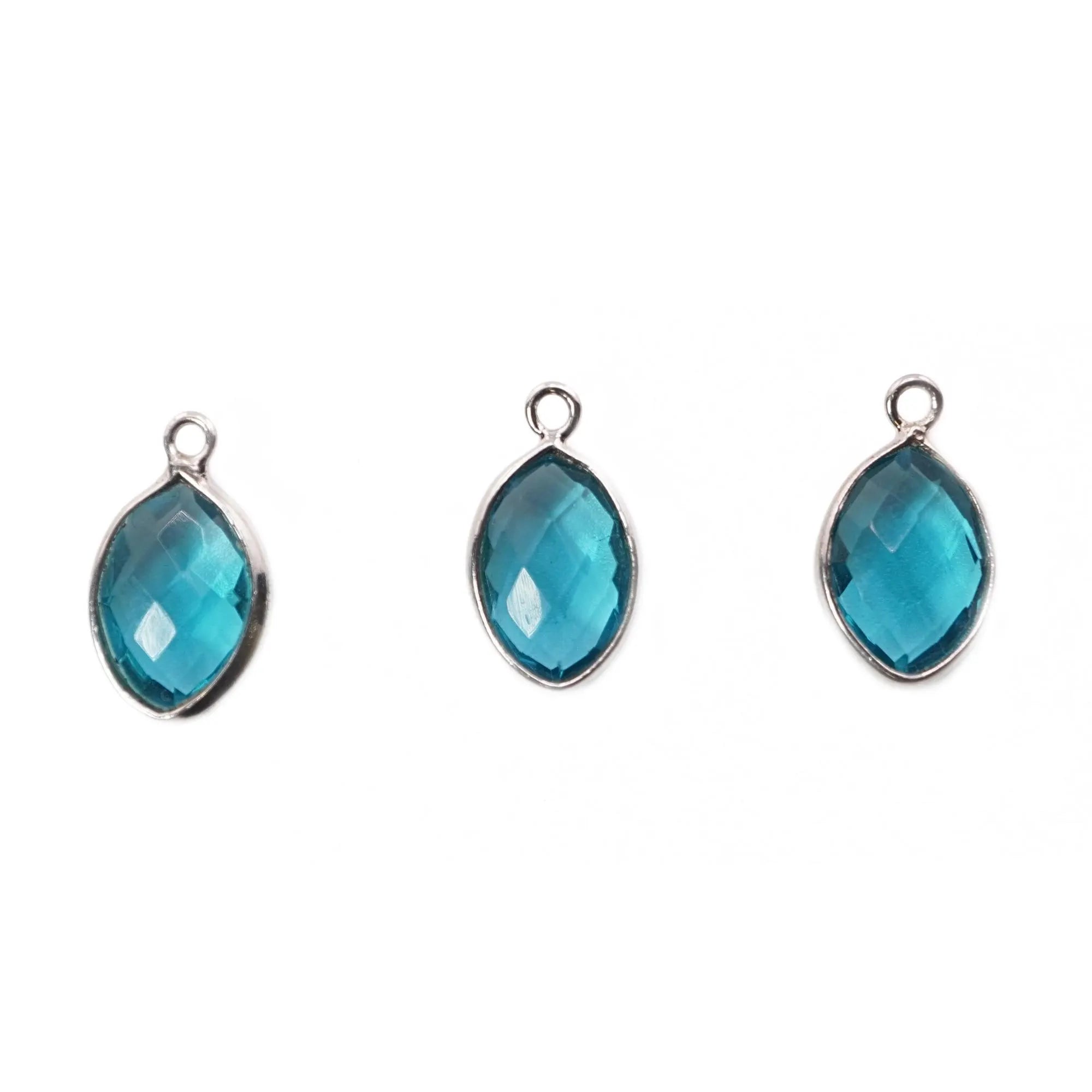 Blue Topaz Marquise Shape Gemstone Sterling Silver Bezel Finding Charm Pendant