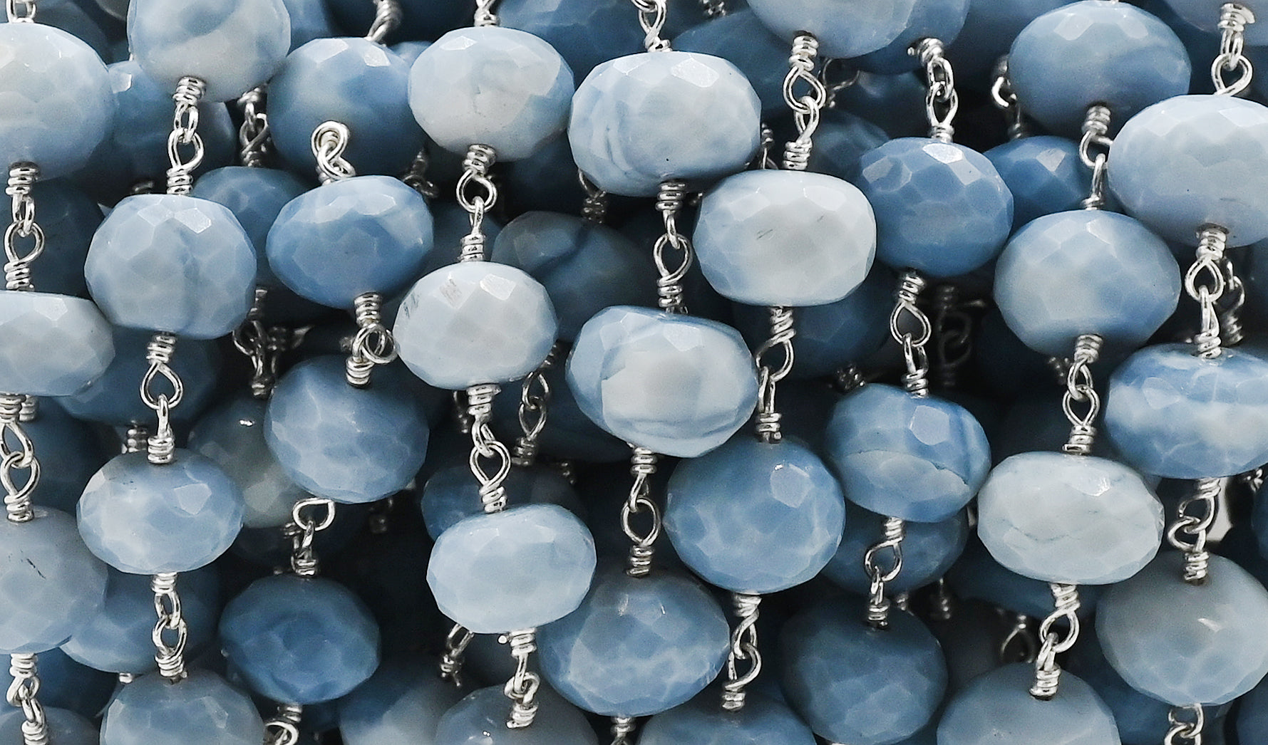 Blue Opal Faceted Rondelle Beads Chain
